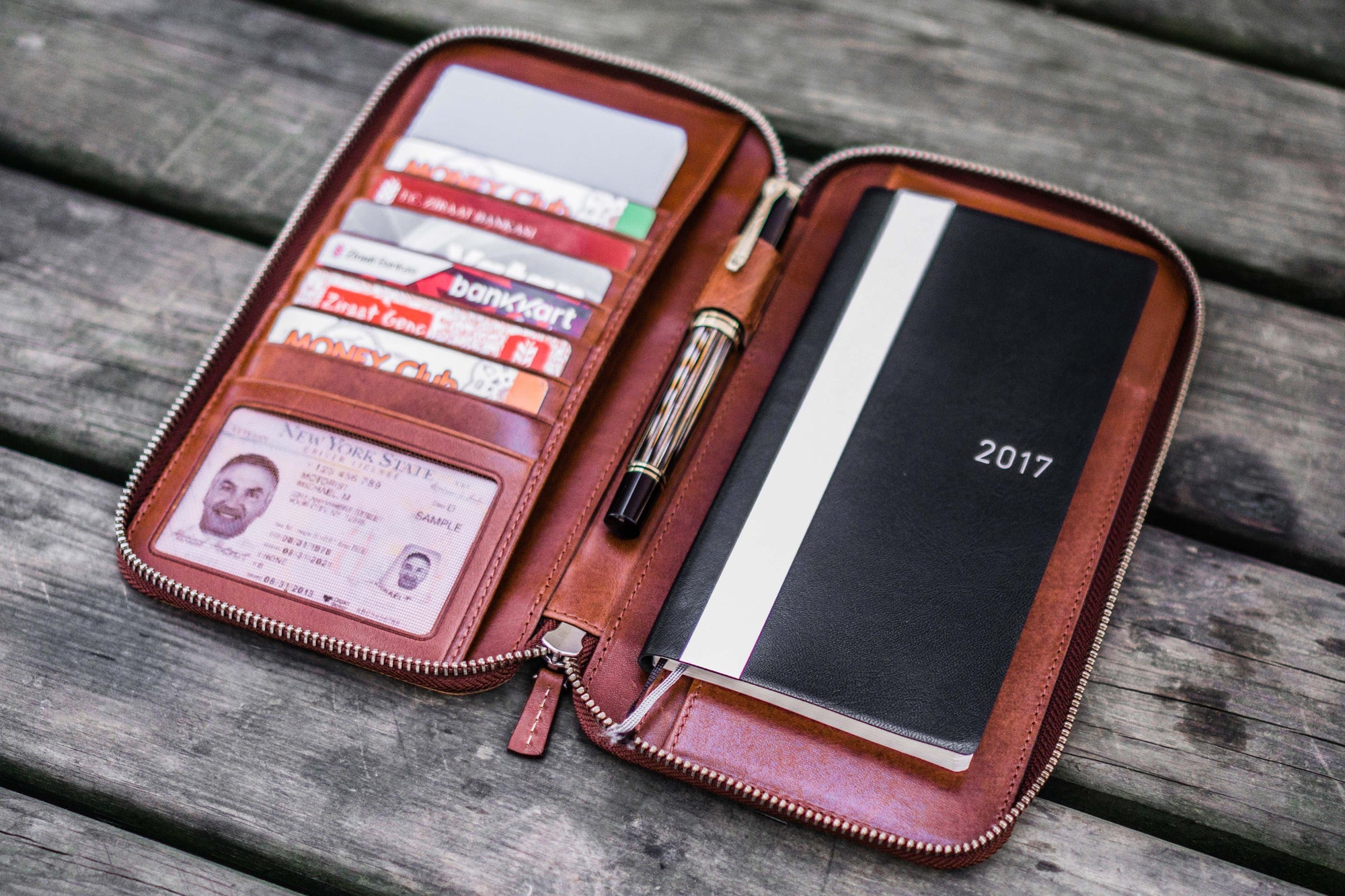 Leather Zippered Hobonichi Weeks Cover - Brown-Galen Leather