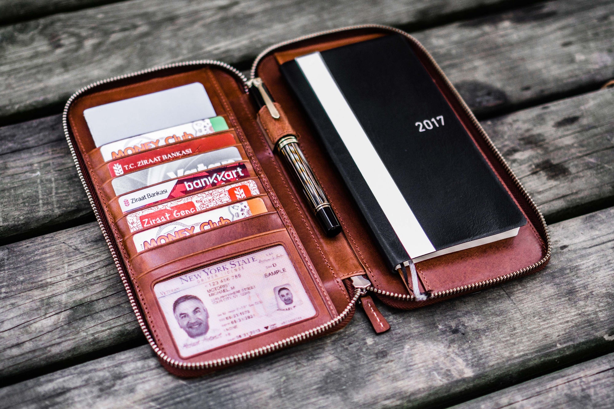 Leather Zippered Hobonichi Weeks Cover - Brown-Galen Leather