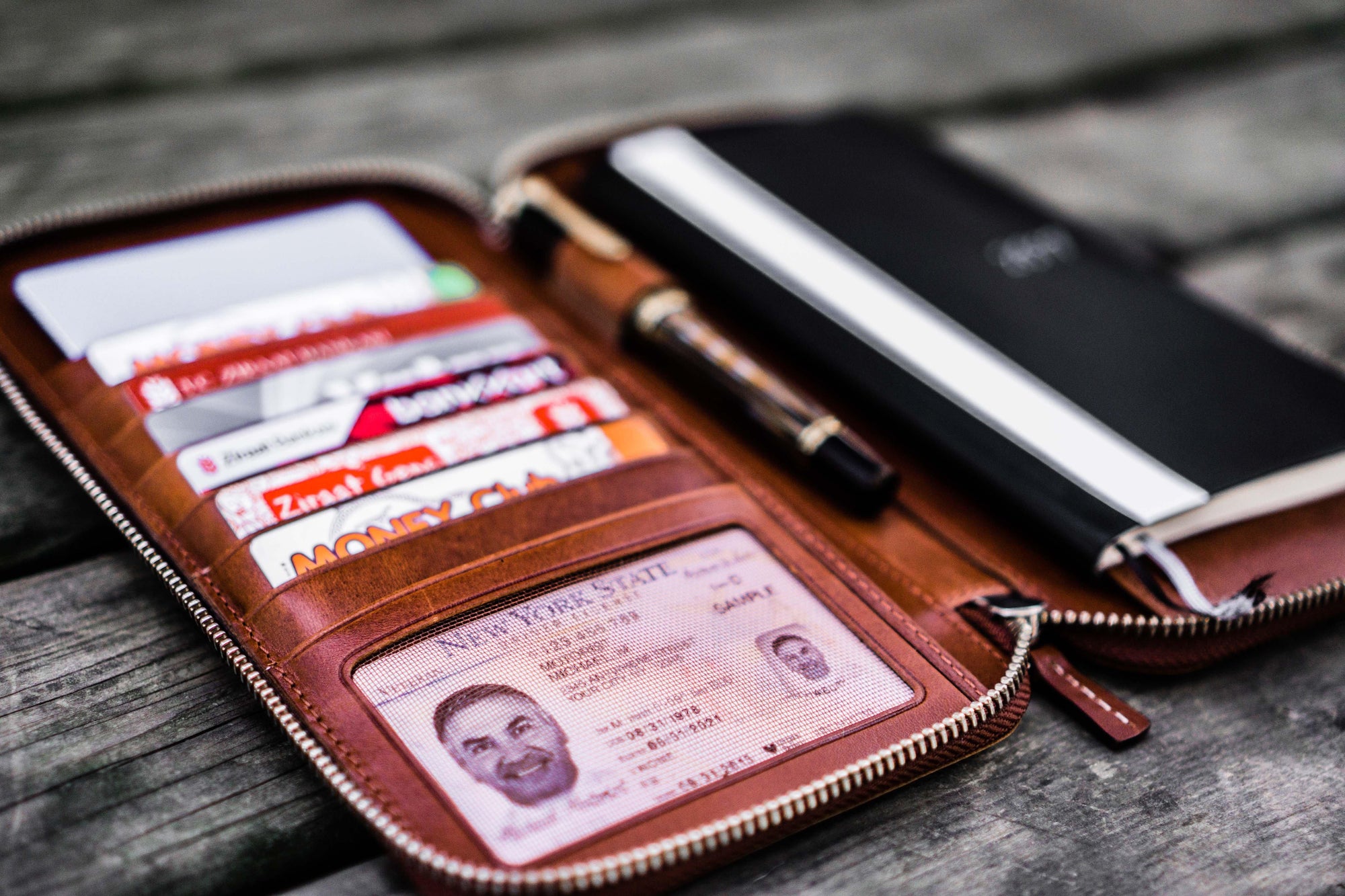 Leather Zippered Hobonichi Weeks Cover - Brown-Galen Leather