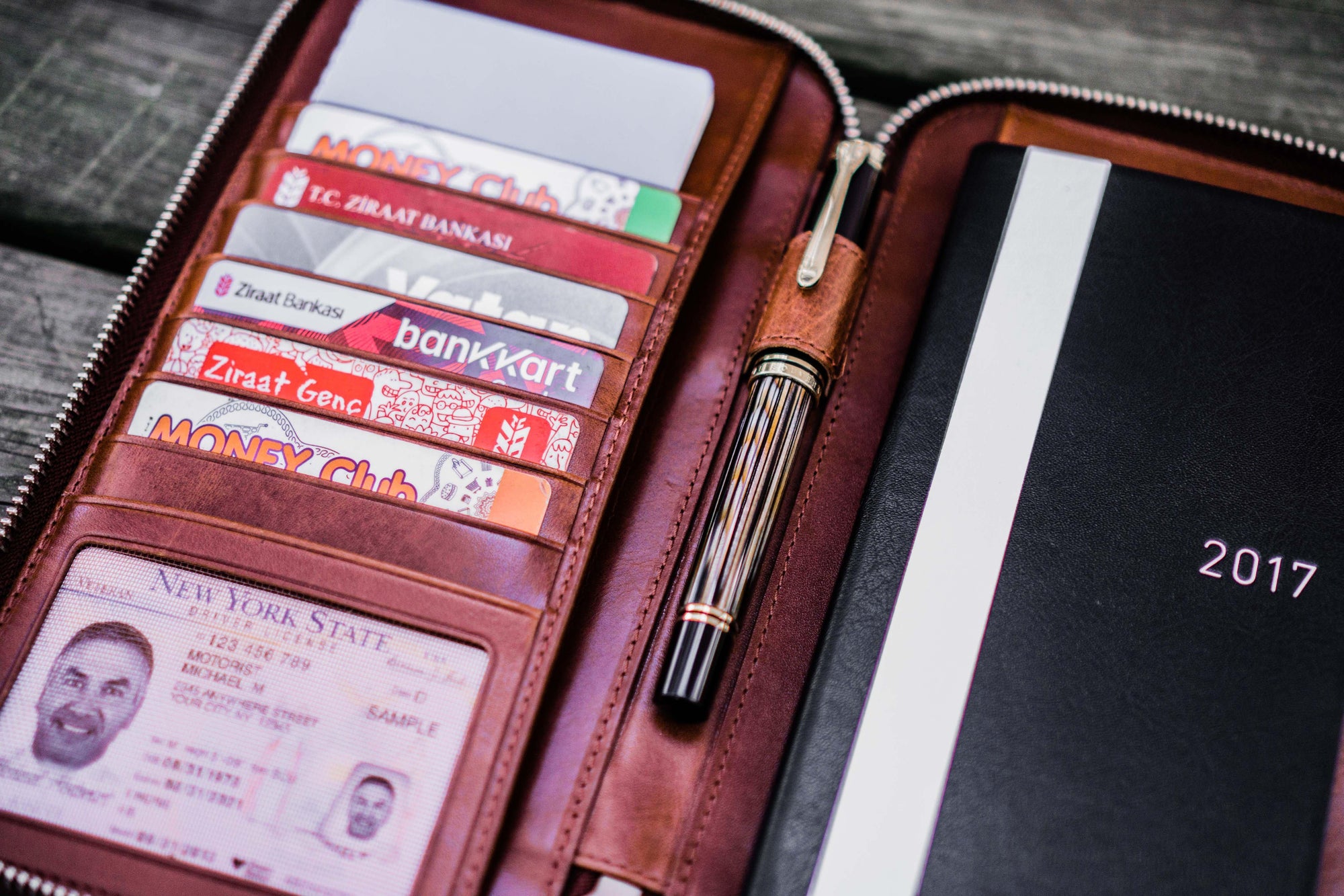 Leather Zippered Hobonichi Weeks Cover - Brown-Galen Leather
