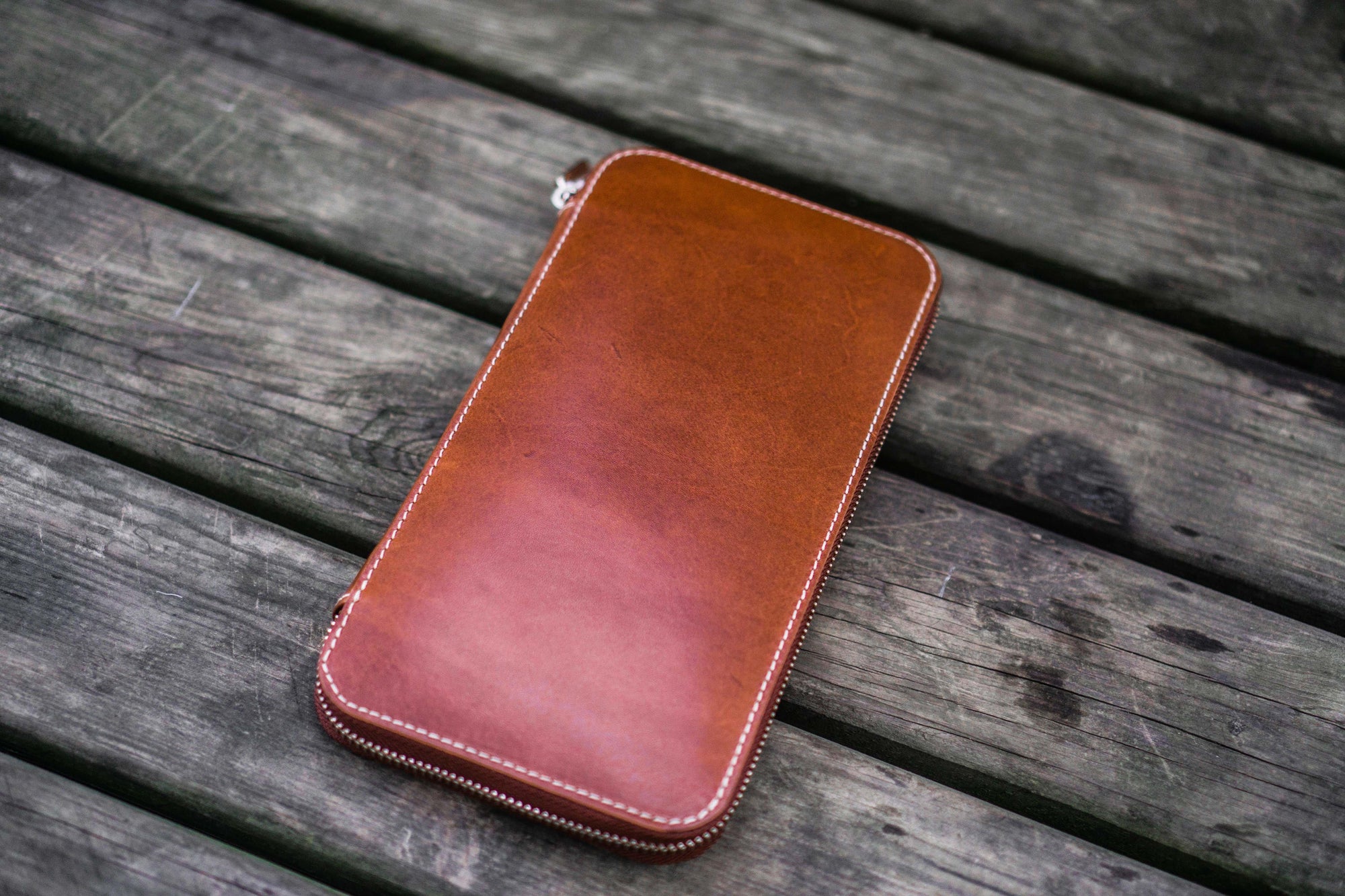 Leather Zippered Hobonichi Weeks Cover - Brown-Galen Leather