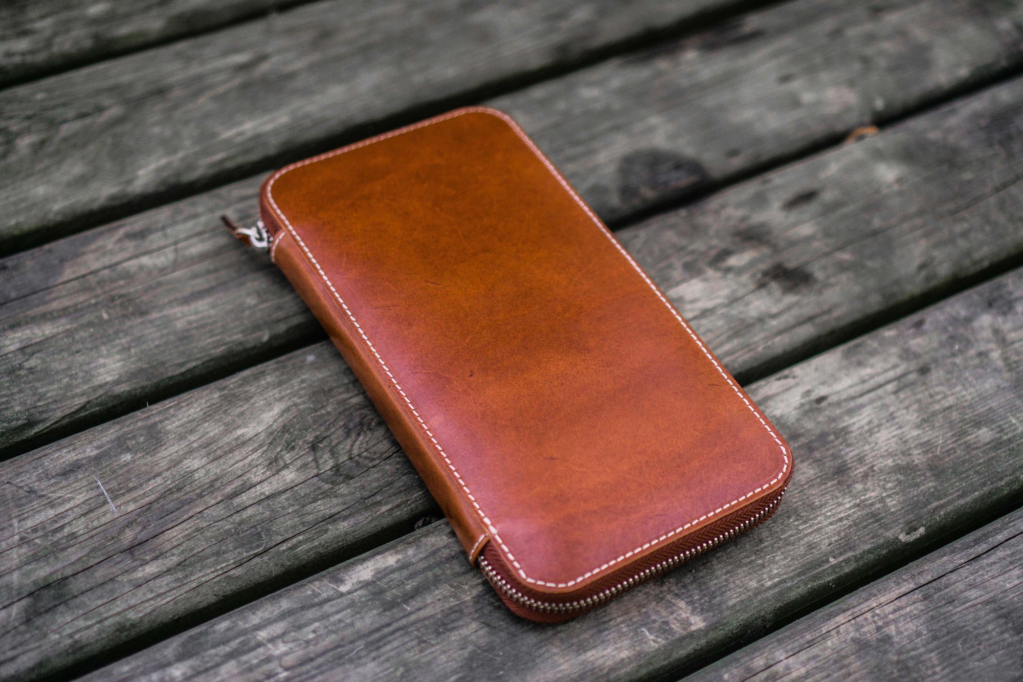 Leather Zippered Hobonichi Weeks Cover - Brown-Galen Leather