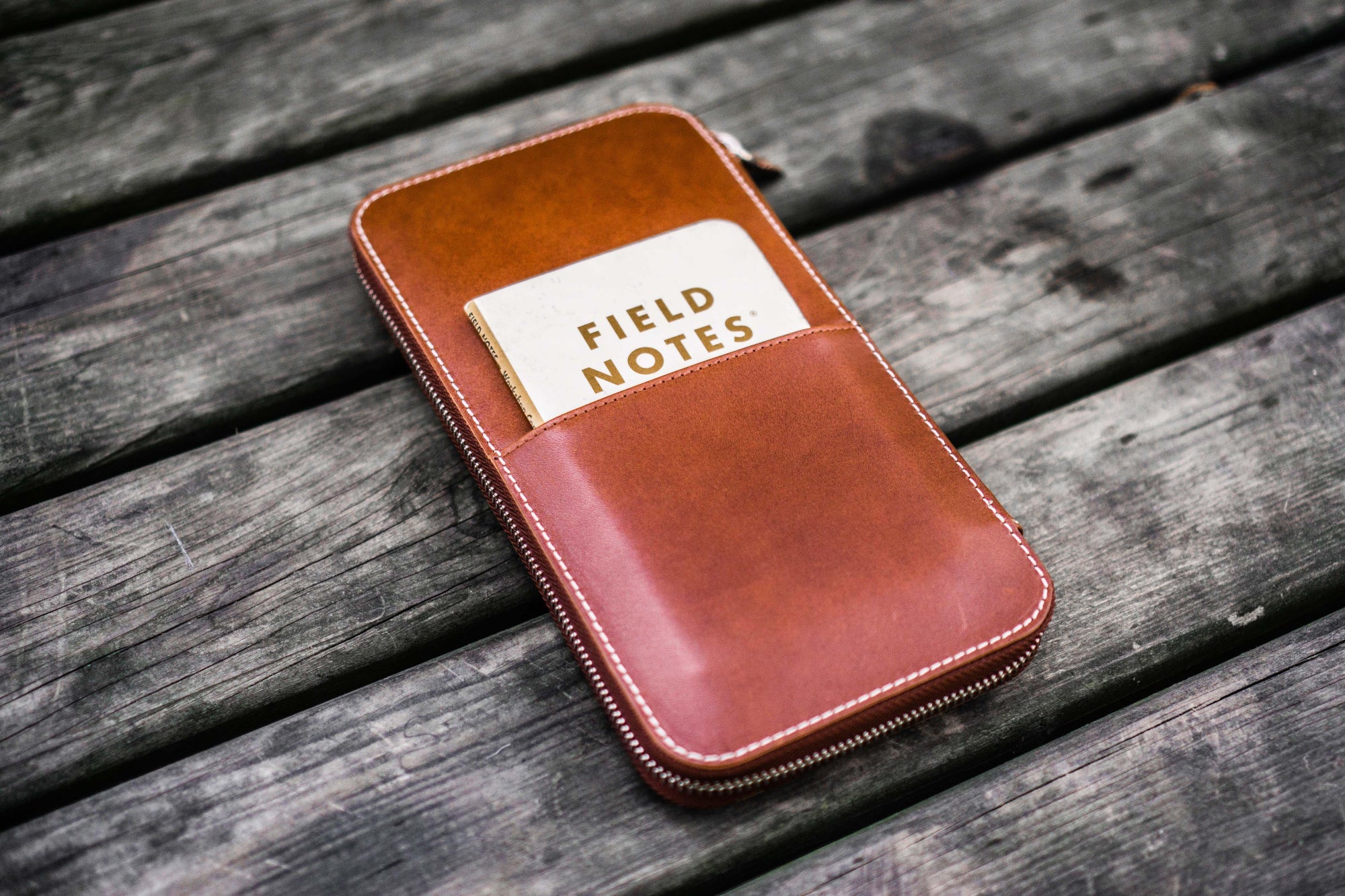 Leather Zippered Hobonichi Weeks Cover - Brown-Galen Leather