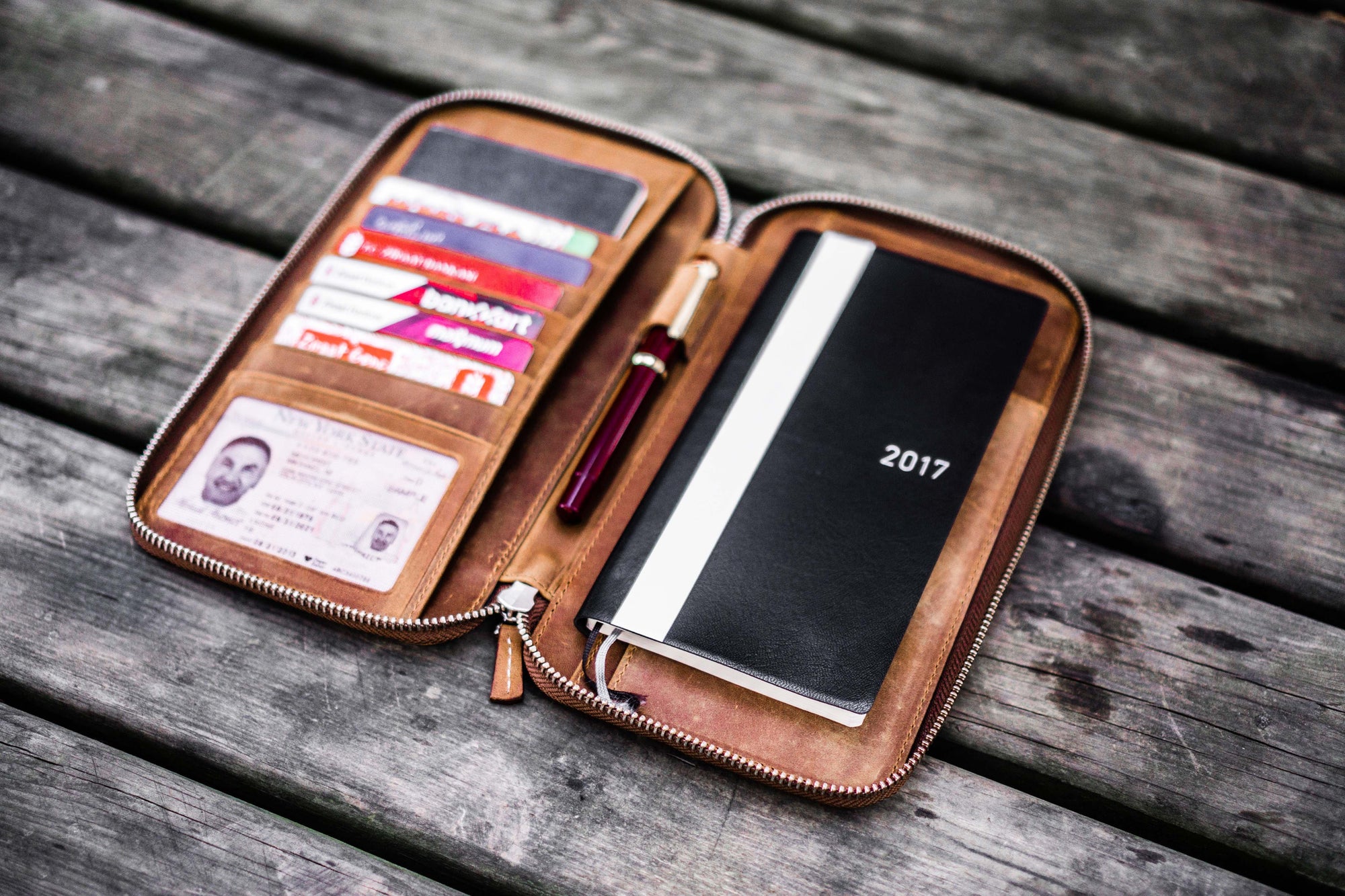Leather Zippered Hobonichi Weeks Cover - Crazy Horse Brown-Galen Leather