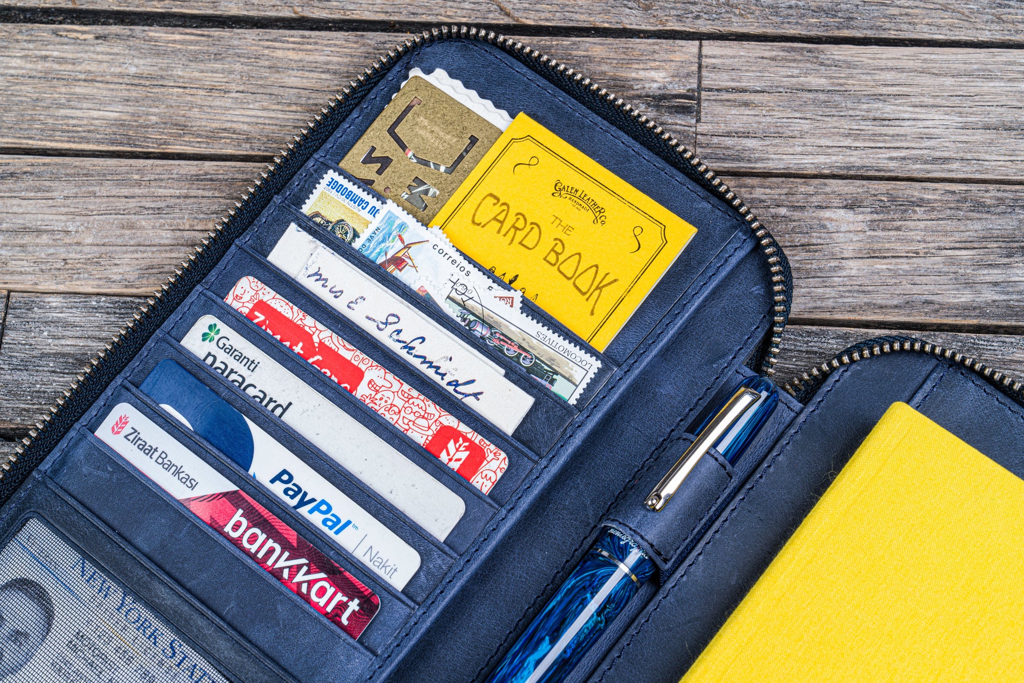 Leather Zippered Hobonichi Weeks Cover - Crazy Horse Navy Blue