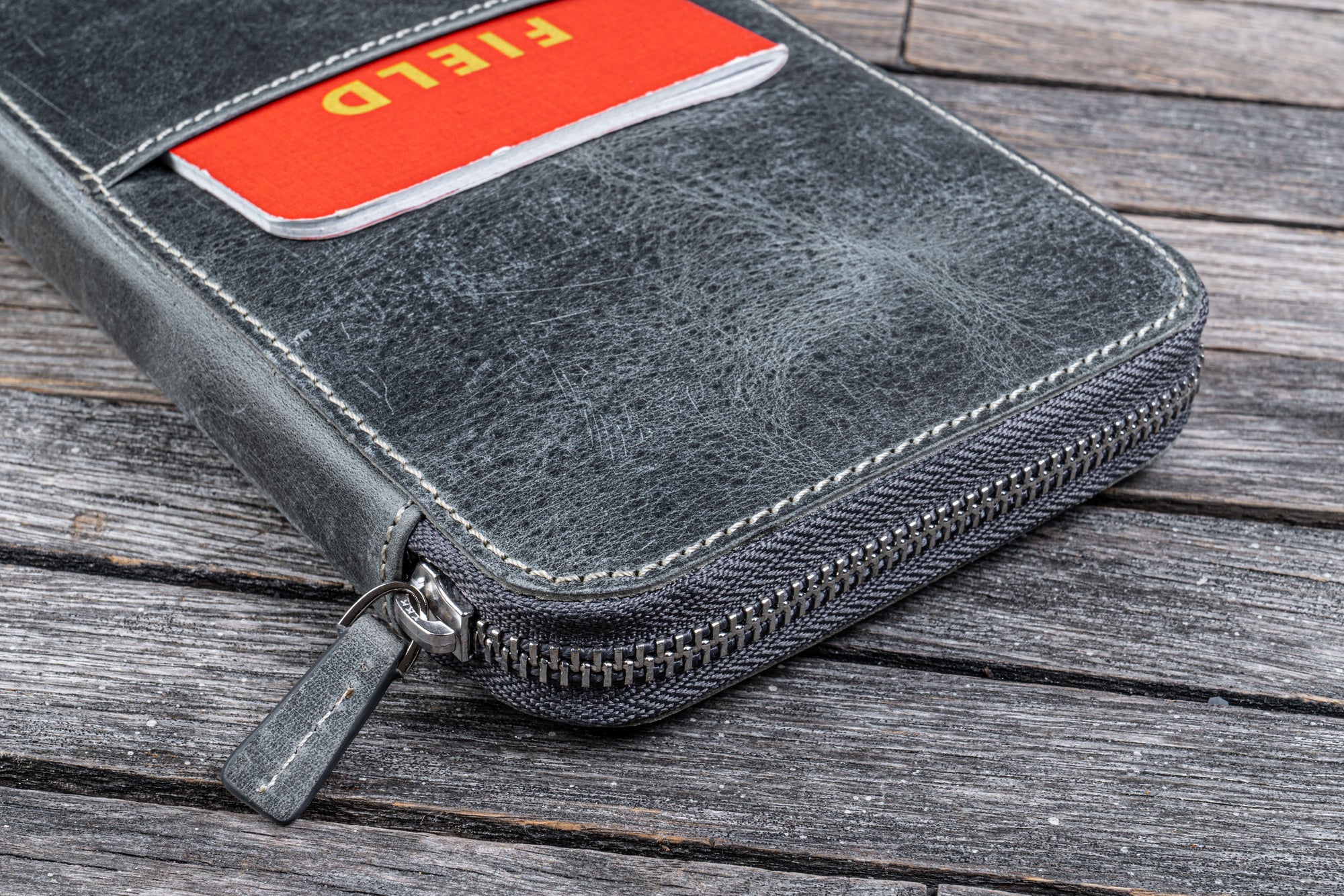 Leather Zippered Hobonichi Weeks Cover - Crazy Horse Smoky