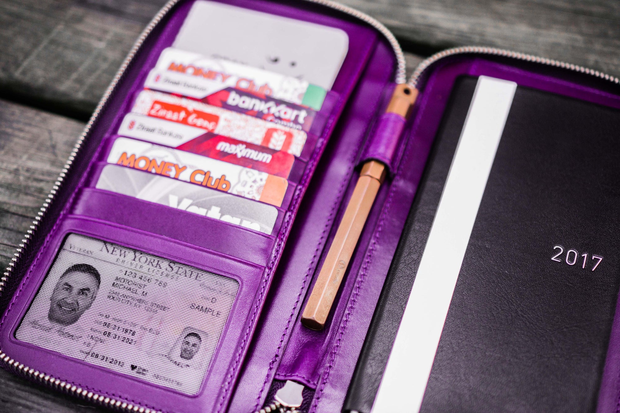 Leather Zippered Hobonichi Weeks Cover - Purple-Galen Leather
