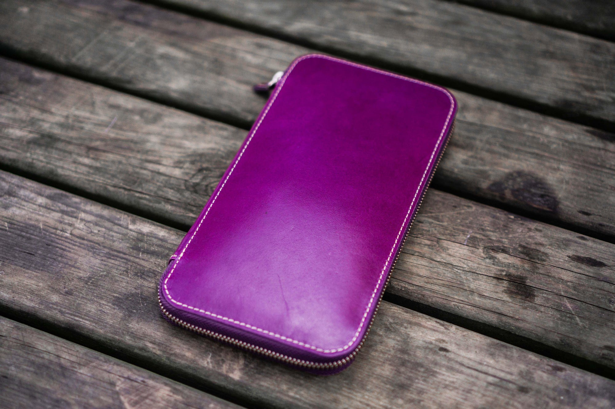 Leather Zippered Hobonichi Weeks Cover - Purple-Galen Leather