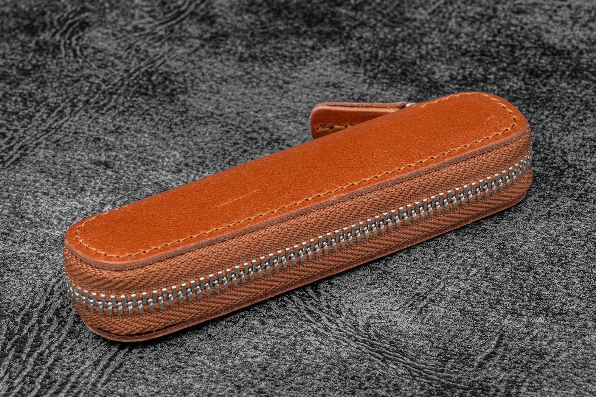 Leather Zippered Single Pen Case for Kaweco - Pocket Pen - Brown-