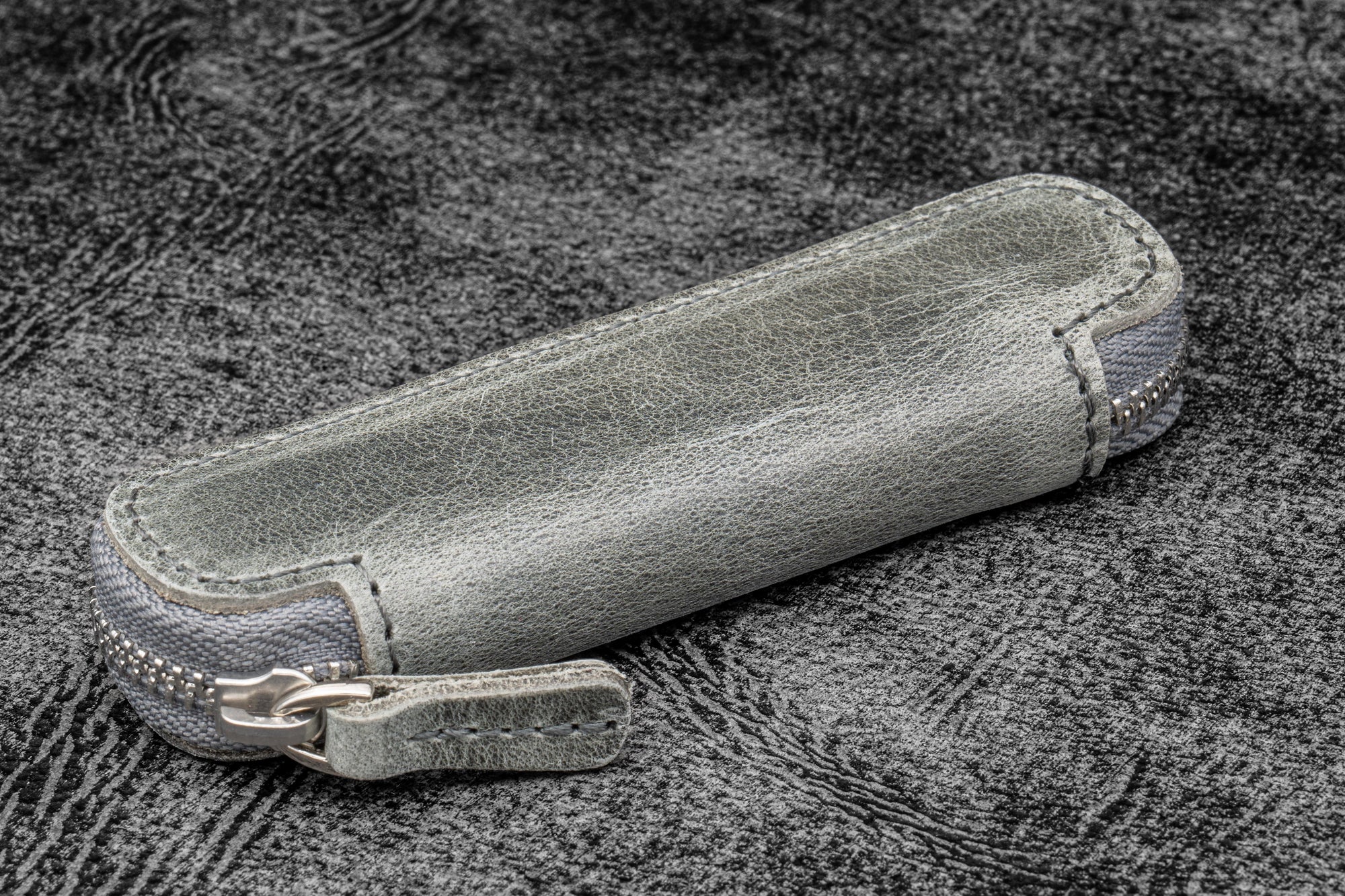 Leather Zippered Single Pen Case for Kaweco - Pocket Pen - C. H. Smoky-