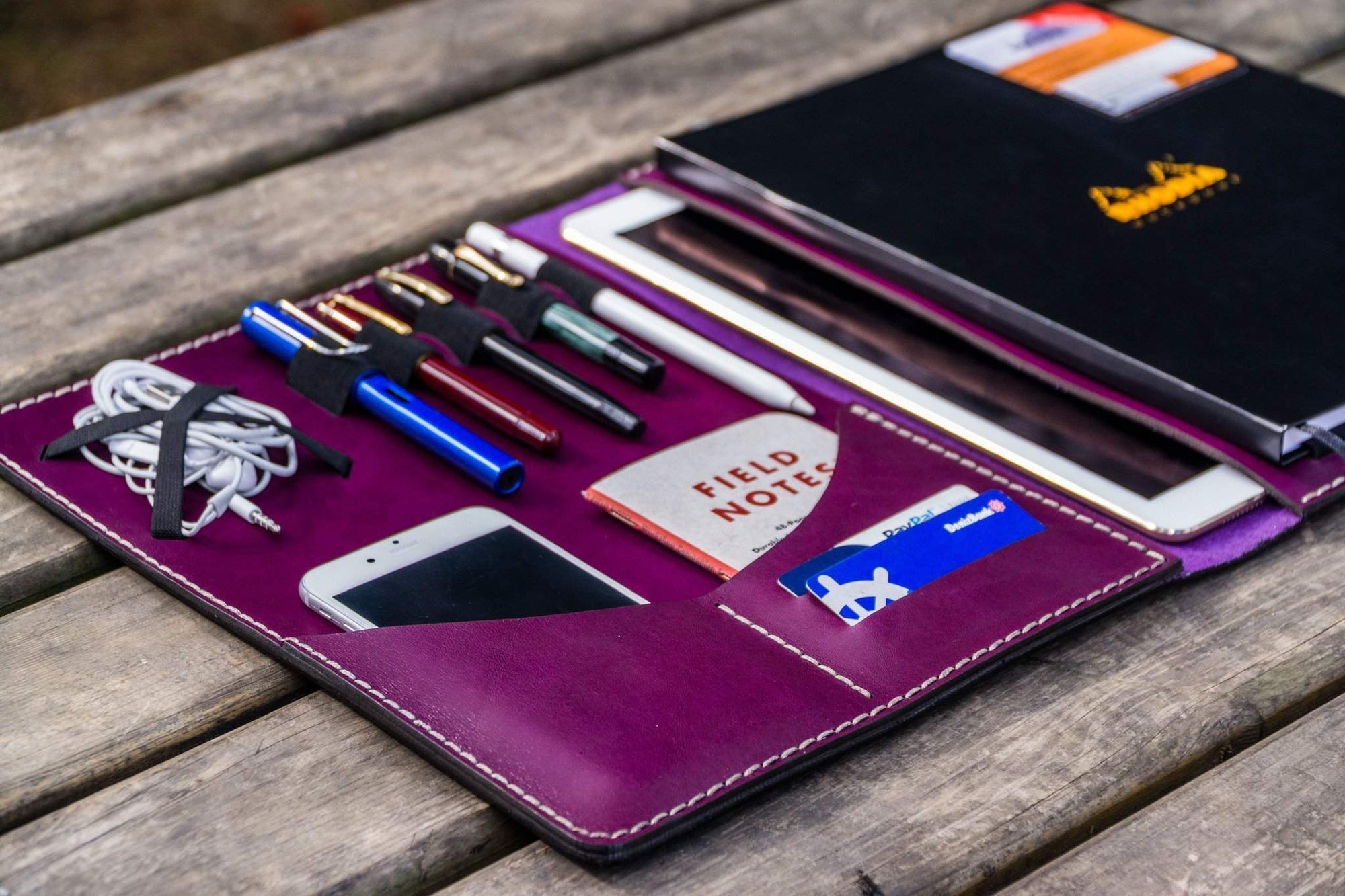 Leuchtturm1917 A4 - A4+ Leather Cover Portfolio - Purple-Galen Leather
