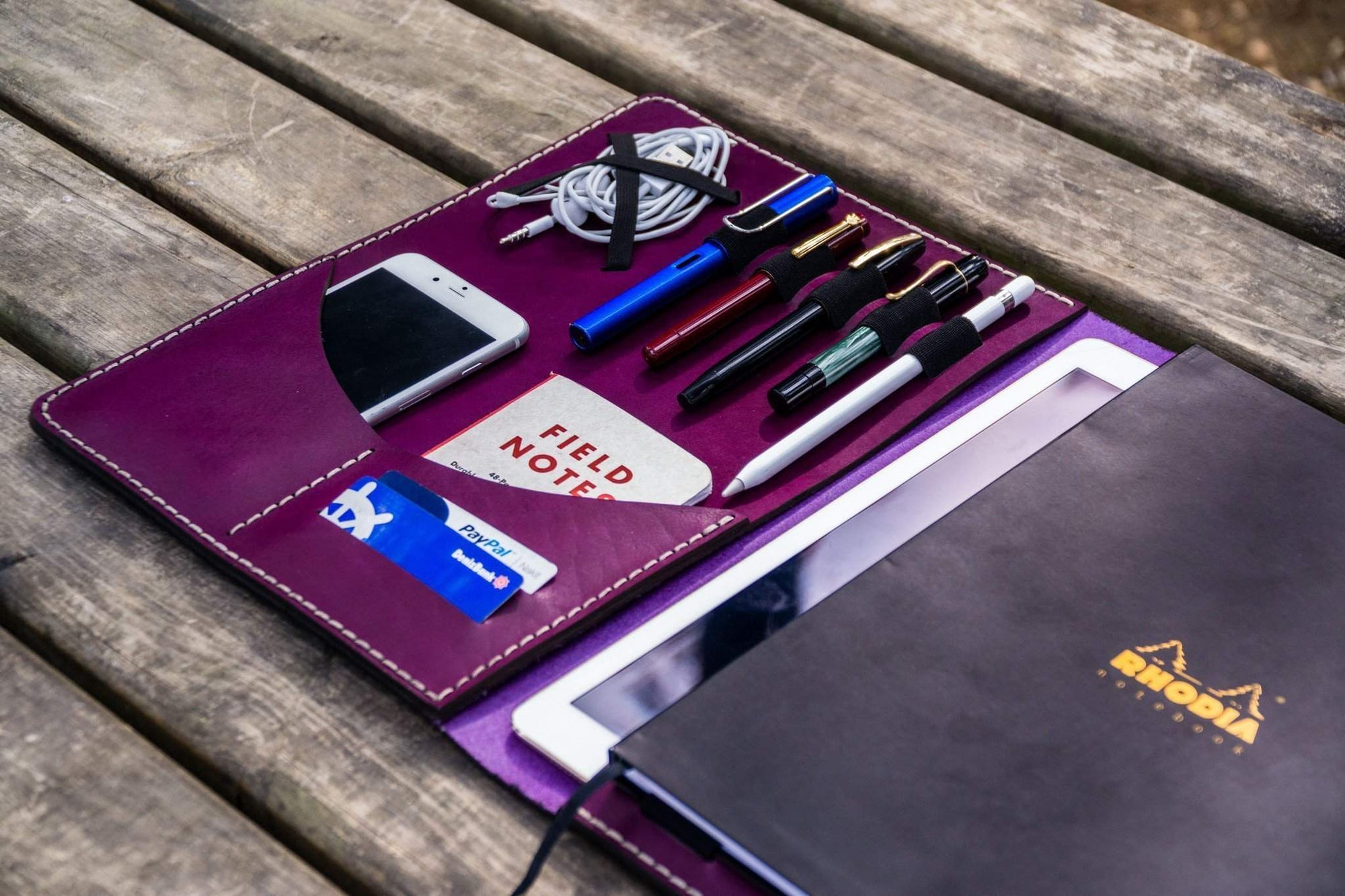 Leuchtturm1917 A4 - A4+ Leather Cover Portfolio - Purple-Galen Leather