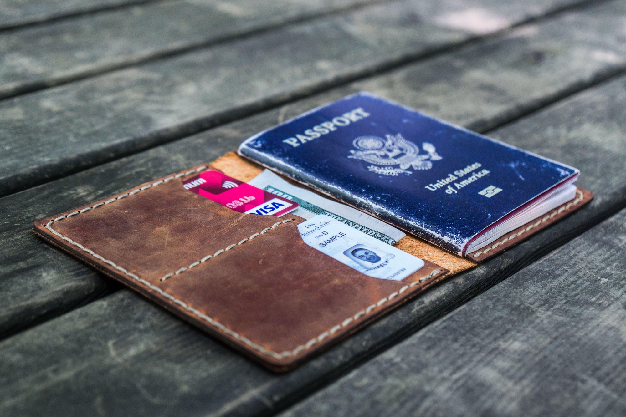 No.06 Leather Passport Holder - Crazy Horse Tan-Galen Leather