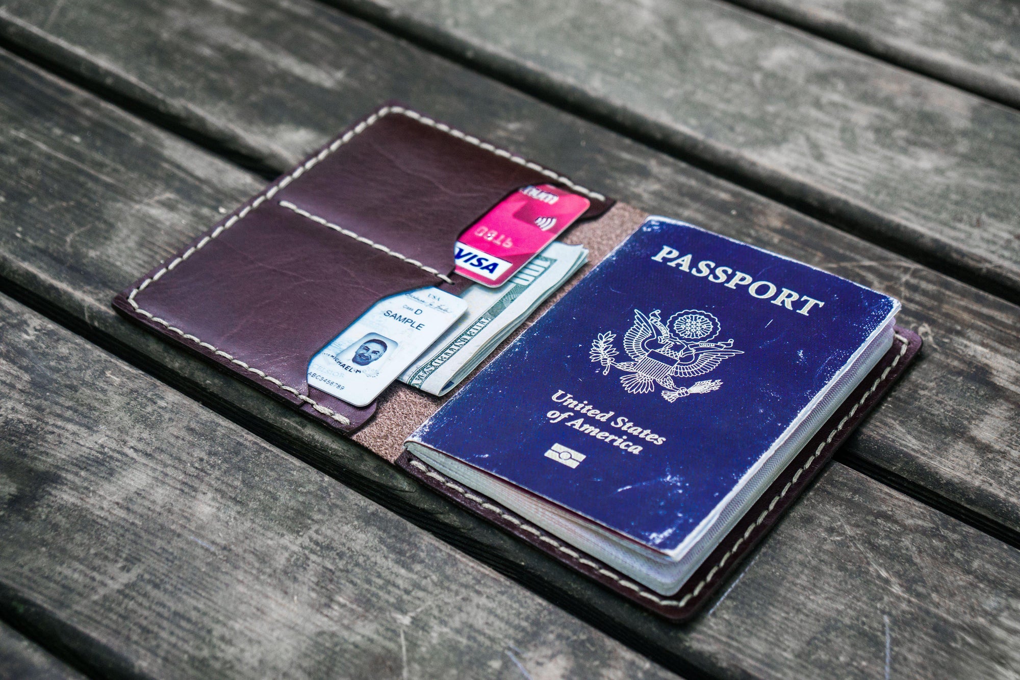 No.06 Leather Passport Holder - Dark Brown-Galen Leather