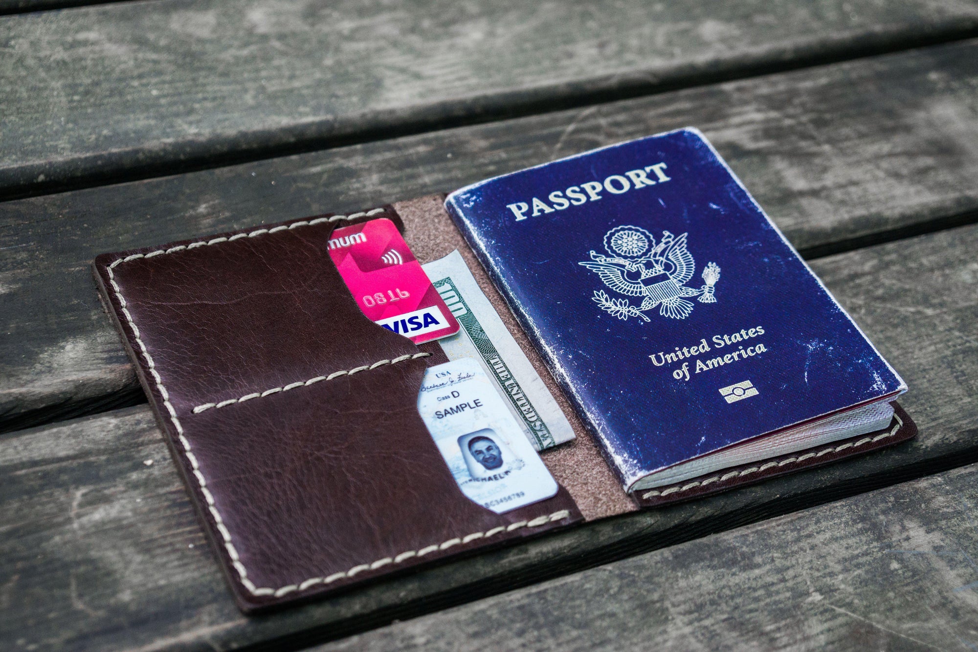 No.06 Leather Passport Holder - Dark Brown-Galen Leather