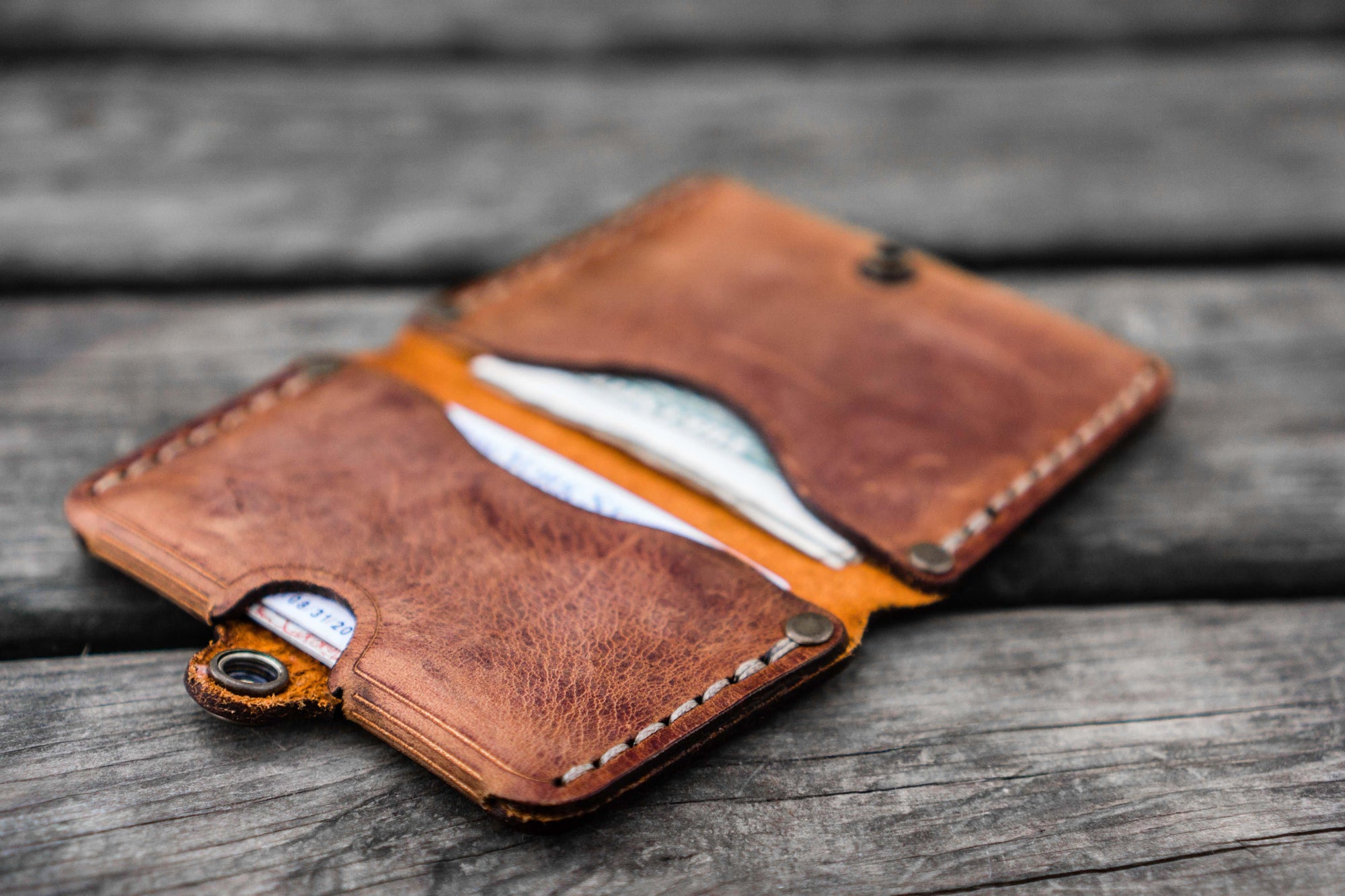 No.38 Personalized Minimalist Hanmade Leather Wallet - Crazy Horse Tan-Galen Leather