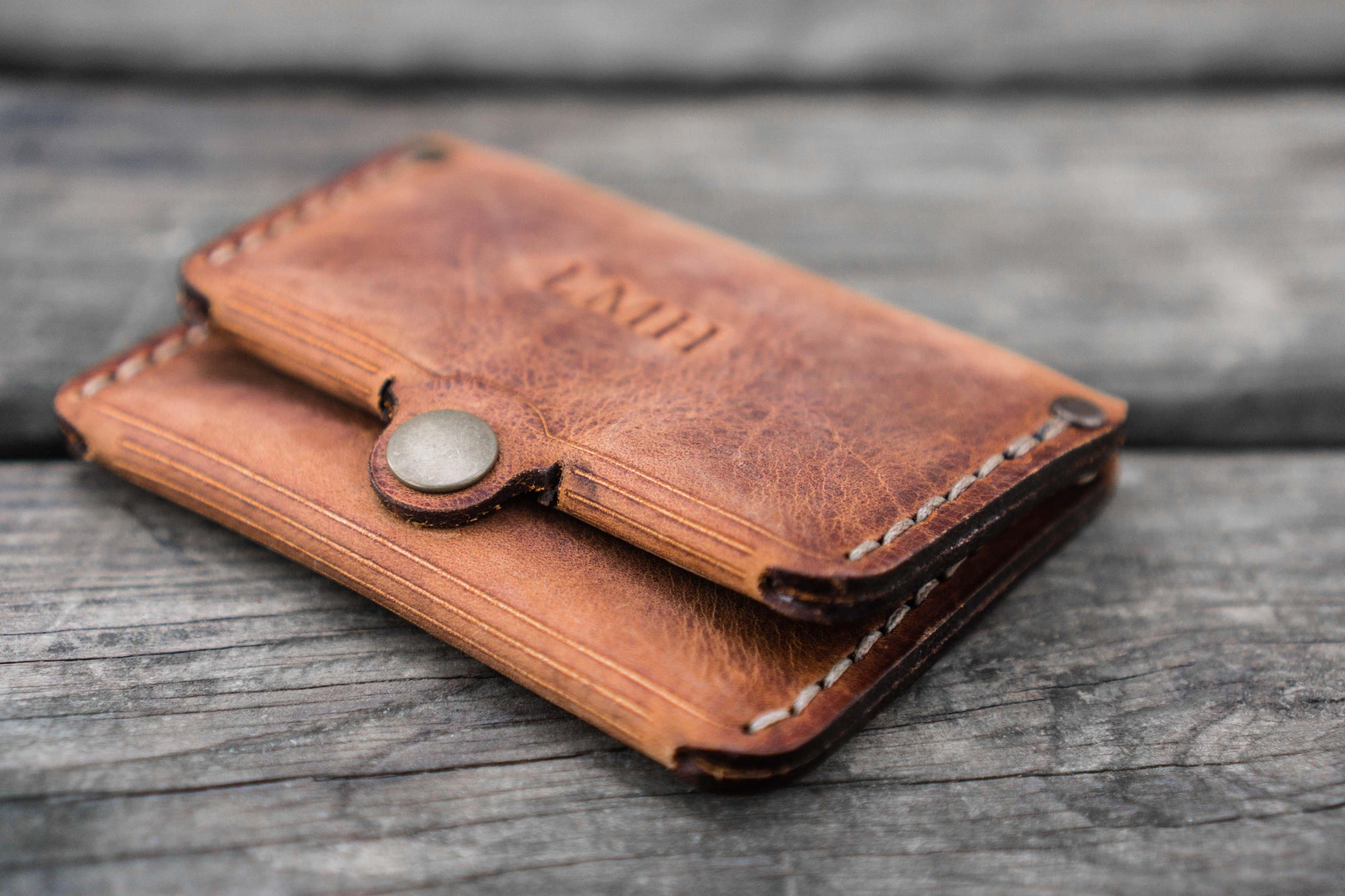 No.38 Personalized Minimalist Hanmade Leather Wallet - Crazy Horse Tan-Galen Leather