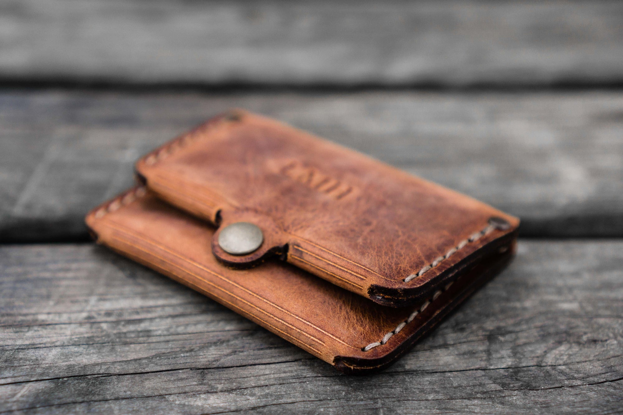 No.38 Personalized Minimalist Hanmade Leather Wallet - Crazy Horse Tan-Galen Leather