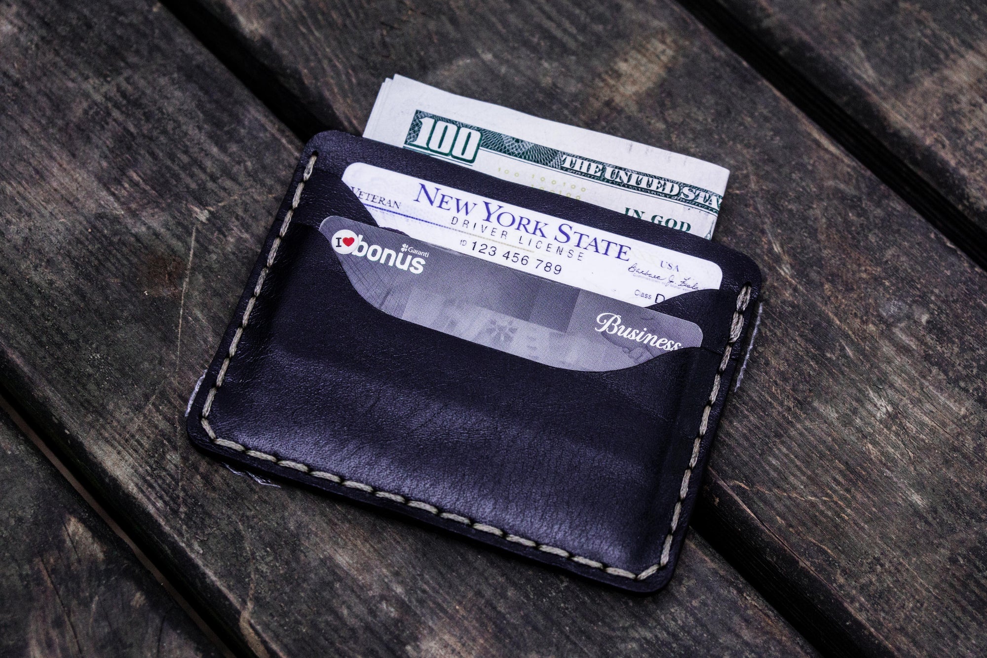 No.40 Handmade Leather Slim Card Wallet - Black