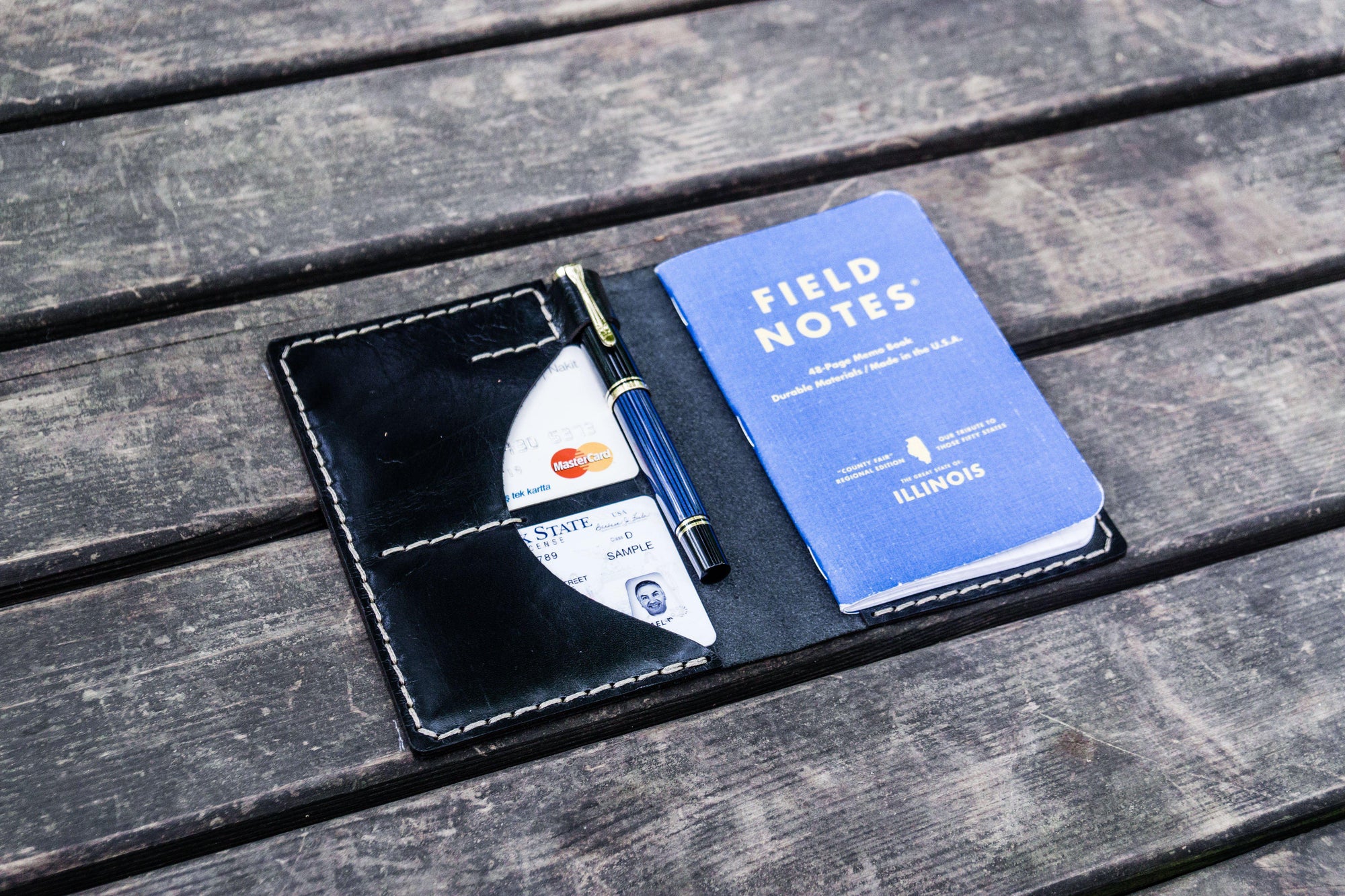 No.44 Personalized Leather Field Notes Cover - Black-Galen Leather