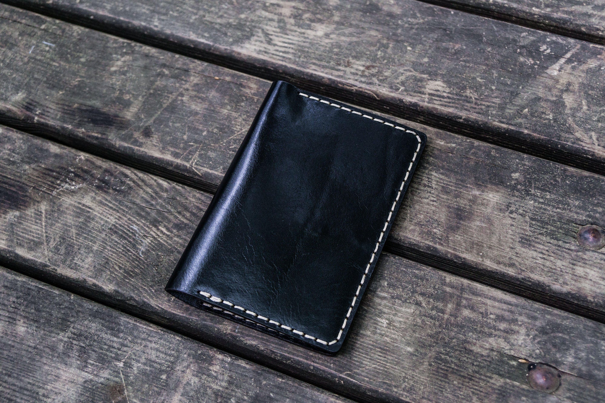 No.44 Personalized Leather Field Notes Cover - Black-Galen Leather