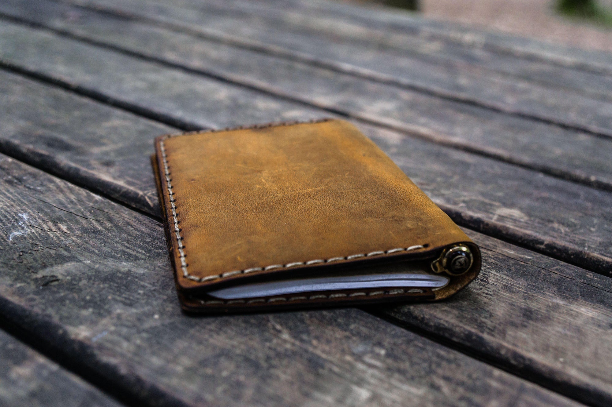 No.44 Personalized Leather Field Notes Cover - Crazy Horse Brown-Galen Leather