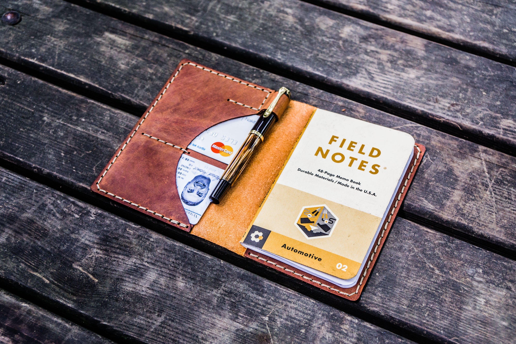 No.44 Personalized Leather Field Notes Cover - Crazy Horse Tan-Galen Leather