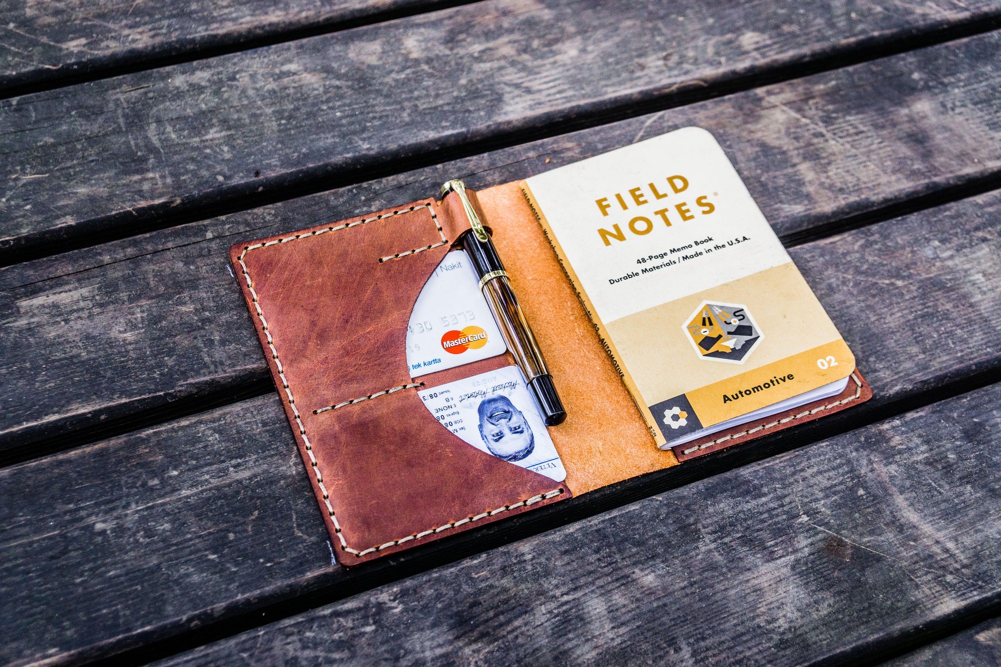 No.44 Personalized Leather Field Notes Cover - Crazy Horse Tan-Galen Leather