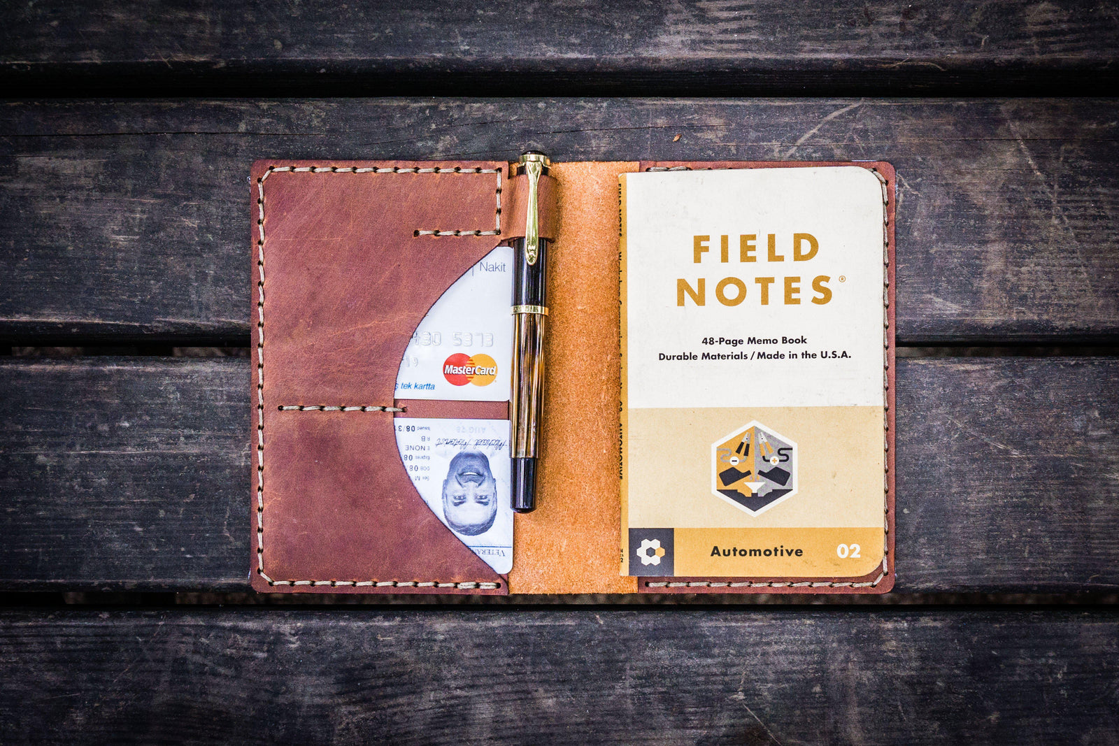 No.44 Personalized Leather Field Notes Cover - Crazy Horse Tan-Galen Leather