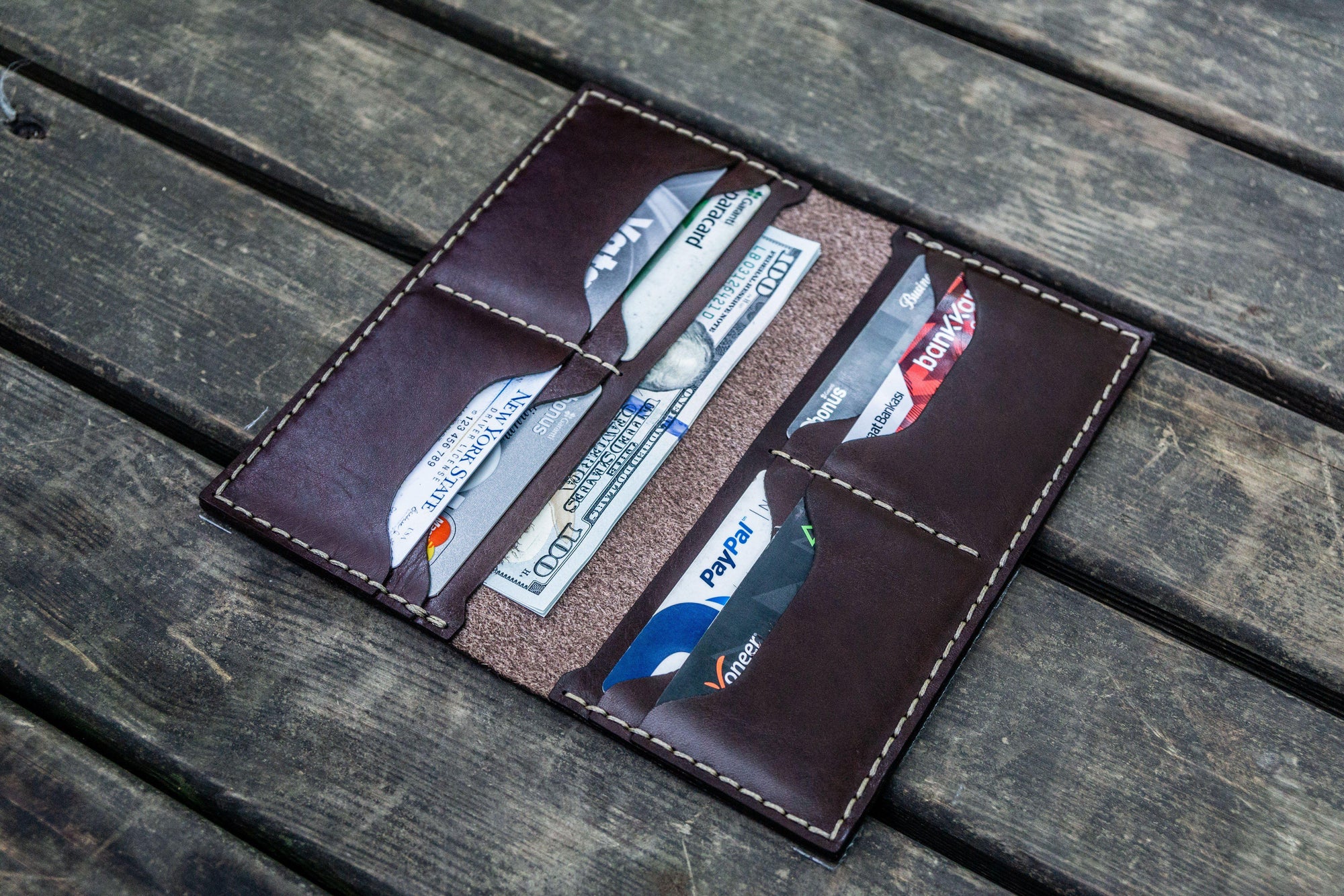No.49 Handmade Leather Women Wallet - Dark Brown