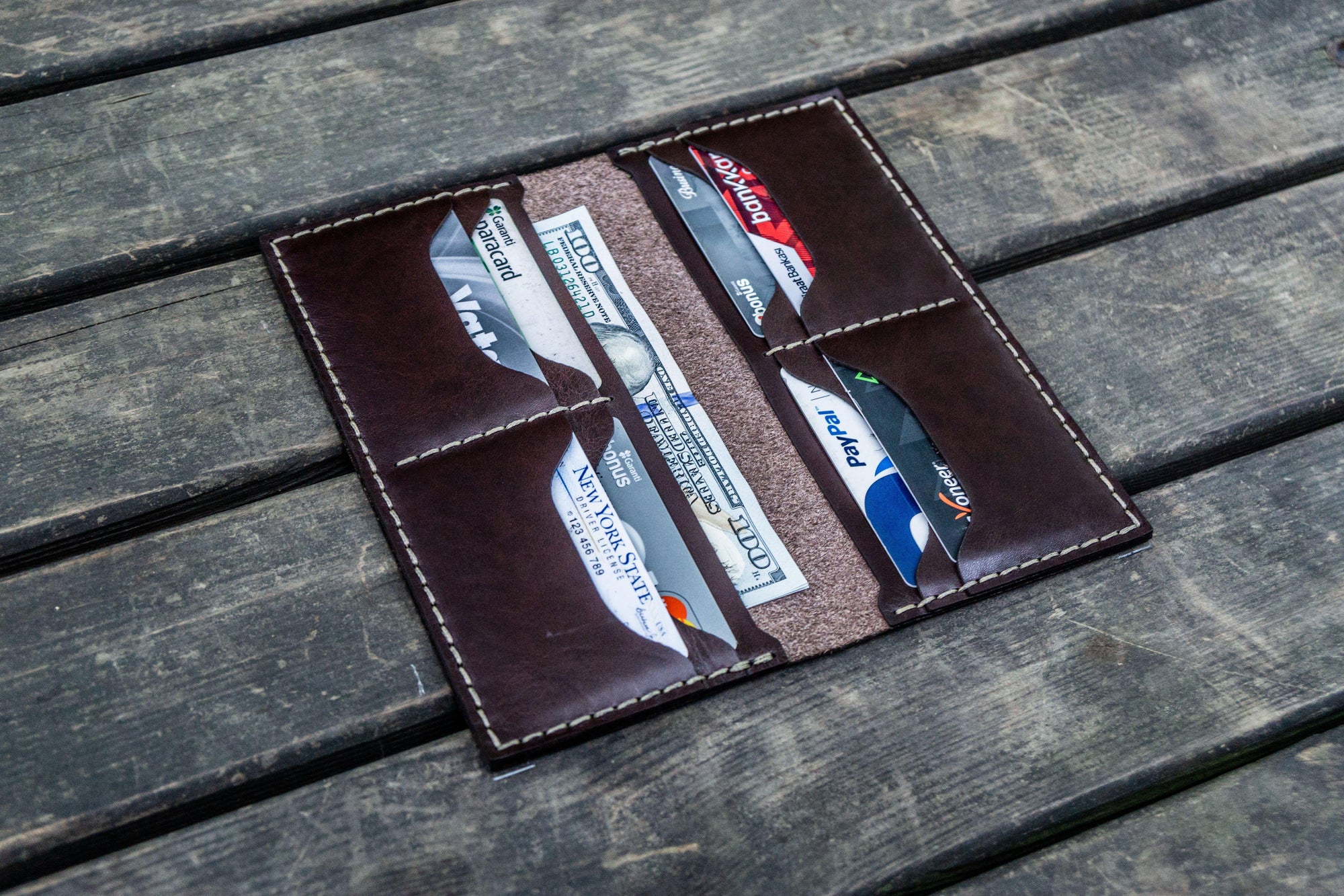 No.49 Handmade Leather Women Wallet - Dark Brown