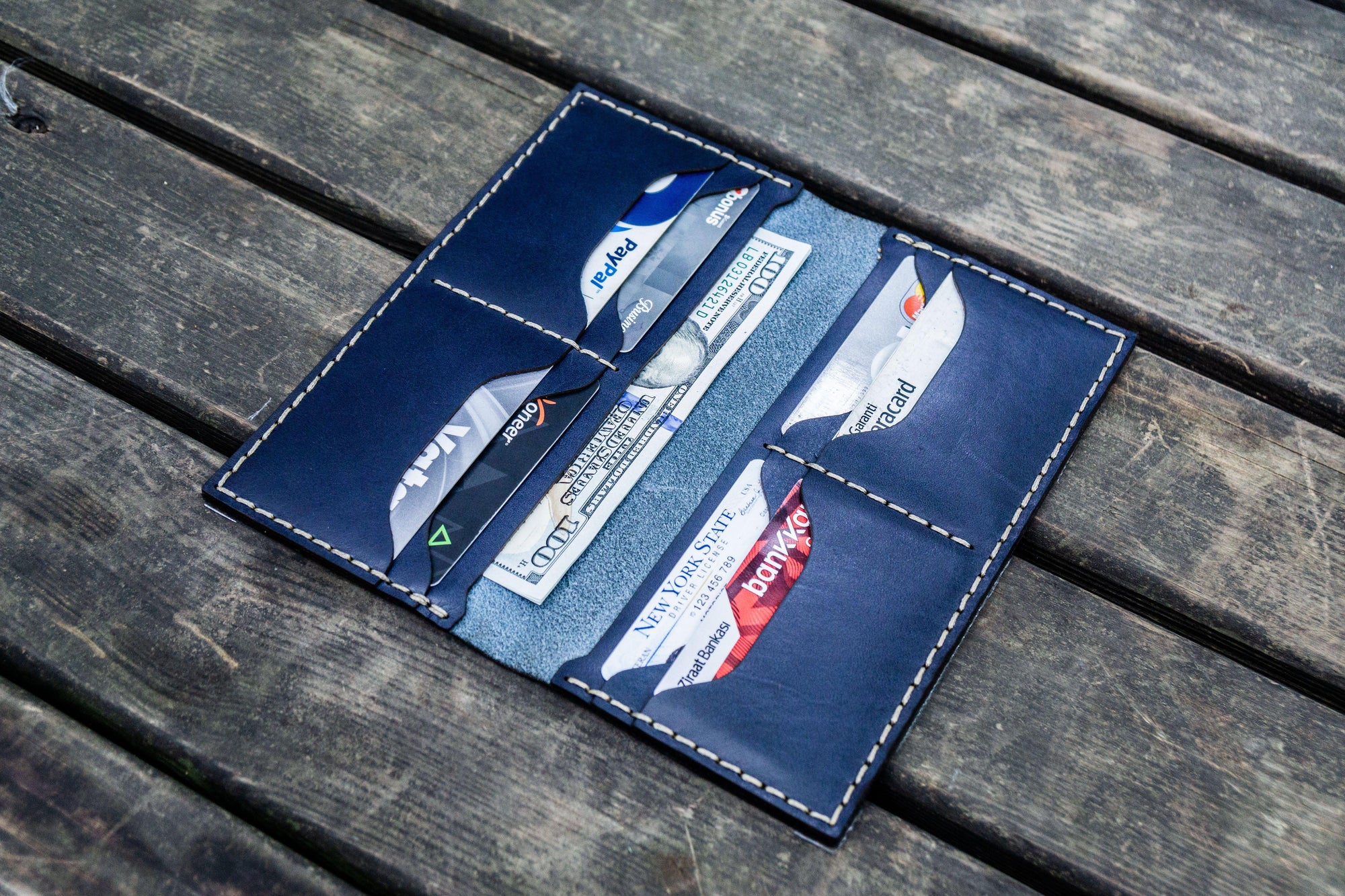 No.49 Handmade Leather Women Wallet - Navy Blue