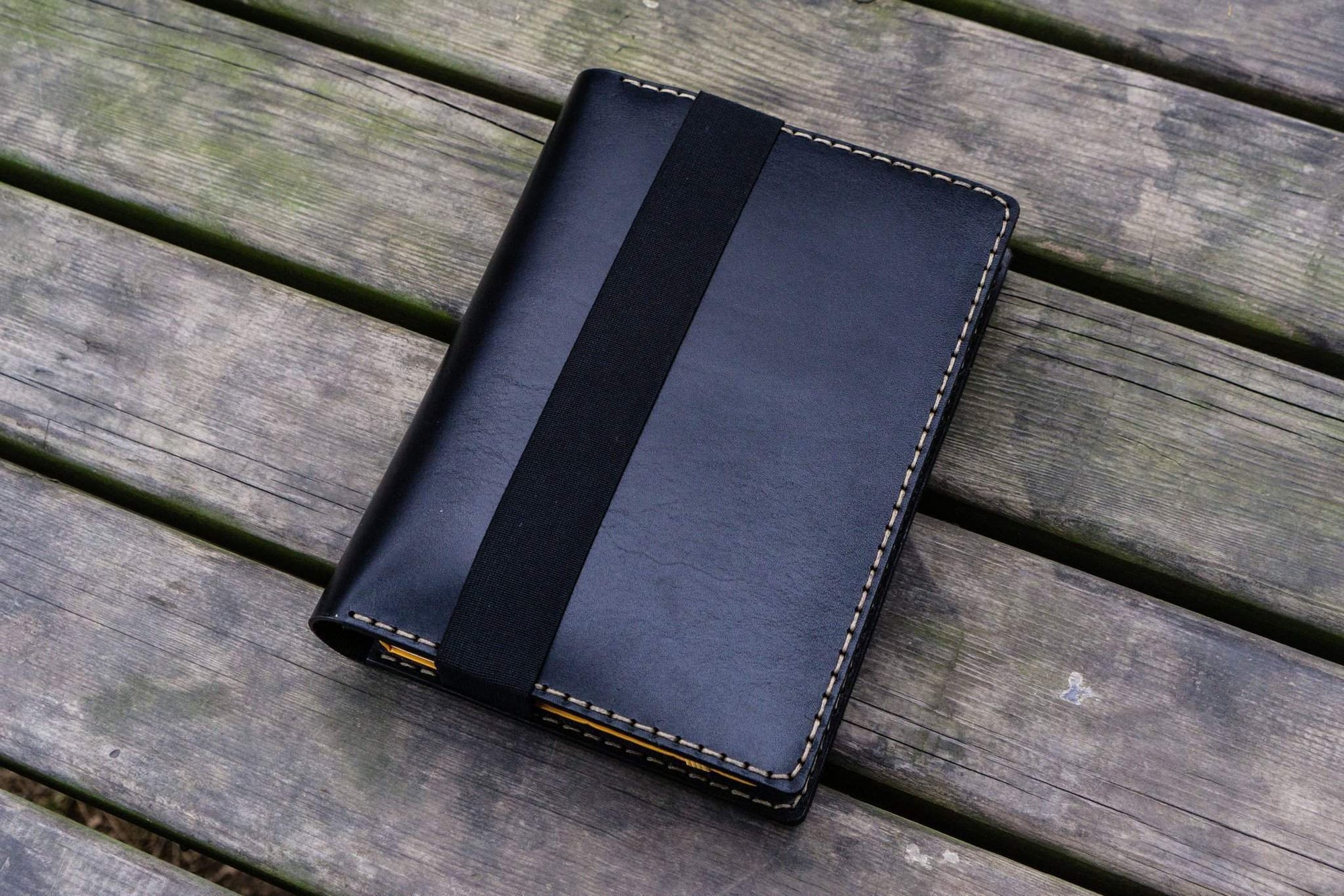 Personalized Leather Journal for iPad Mini &amp; Large Moleskine - Black-Galen Leather