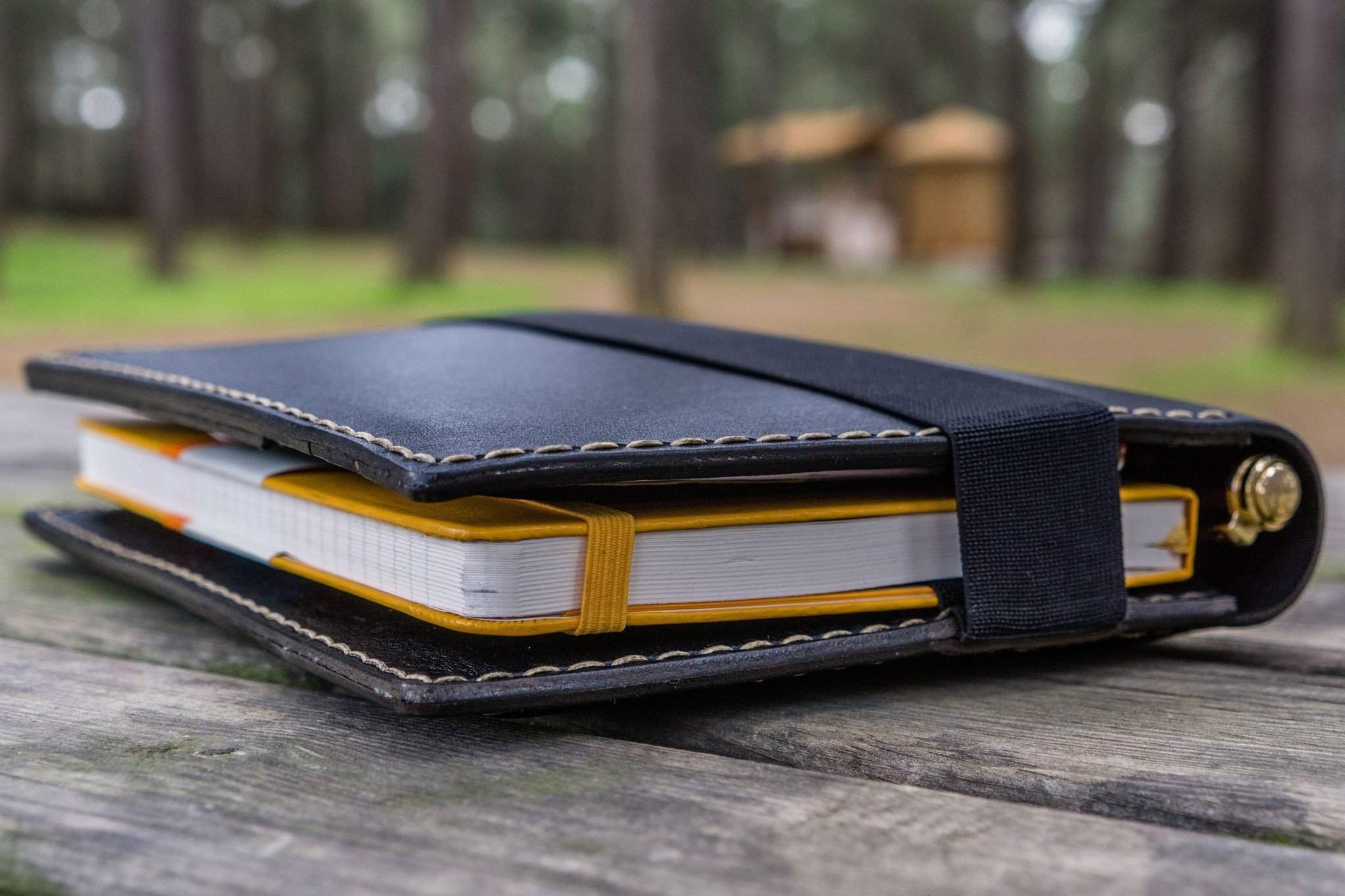Personalized Leather Journal for iPad Mini &amp; Large Moleskine - Black-Galen Leather