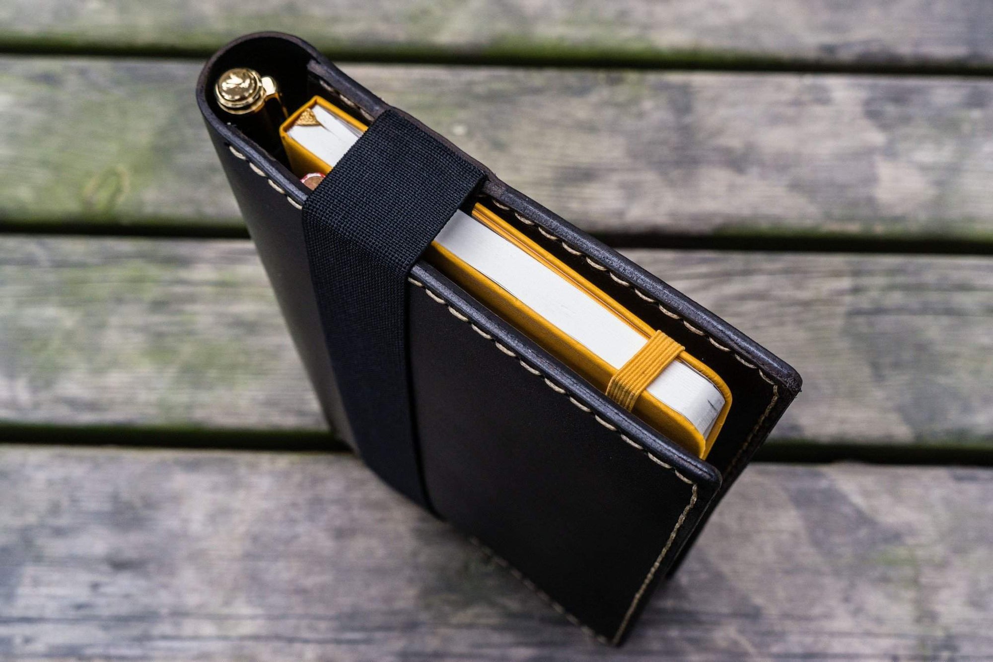 Personalized Leather Journal for iPad Mini &amp; Large Moleskine - Black-Galen Leather