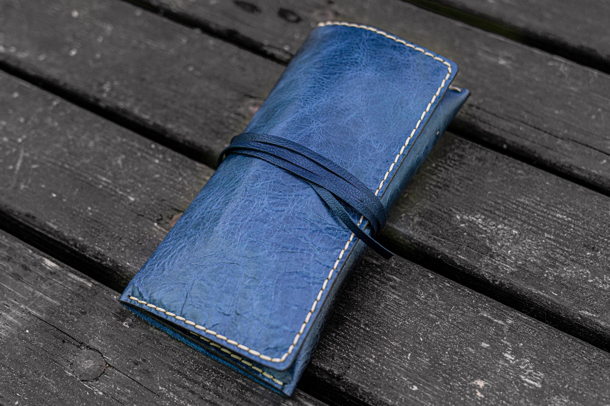 Personalized Leather Pipe Pouch/Pipe Roll - Rustic Navy-Galen Leather