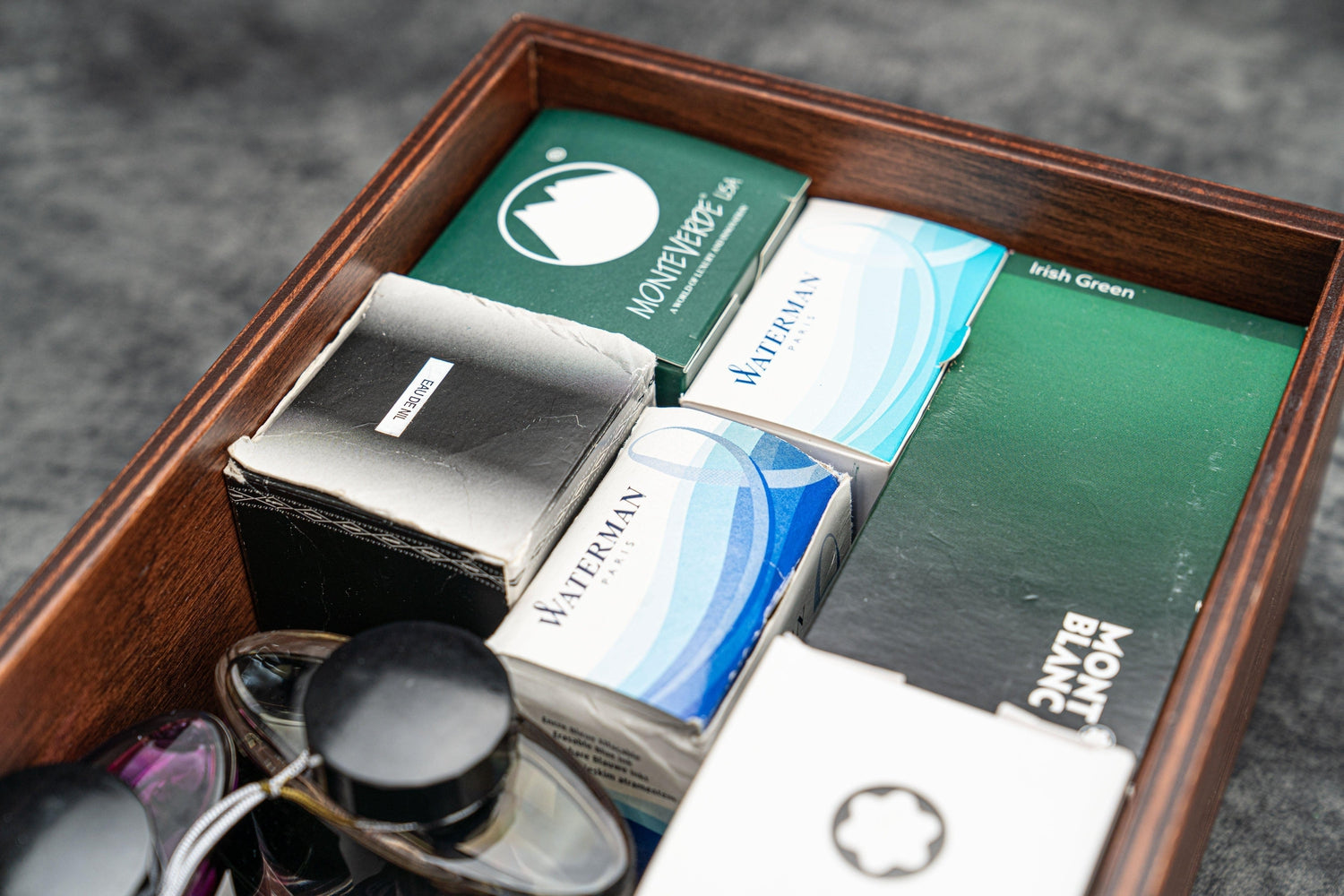 Stack &amp; Store Wood Ink Storage Box-Galen Leather