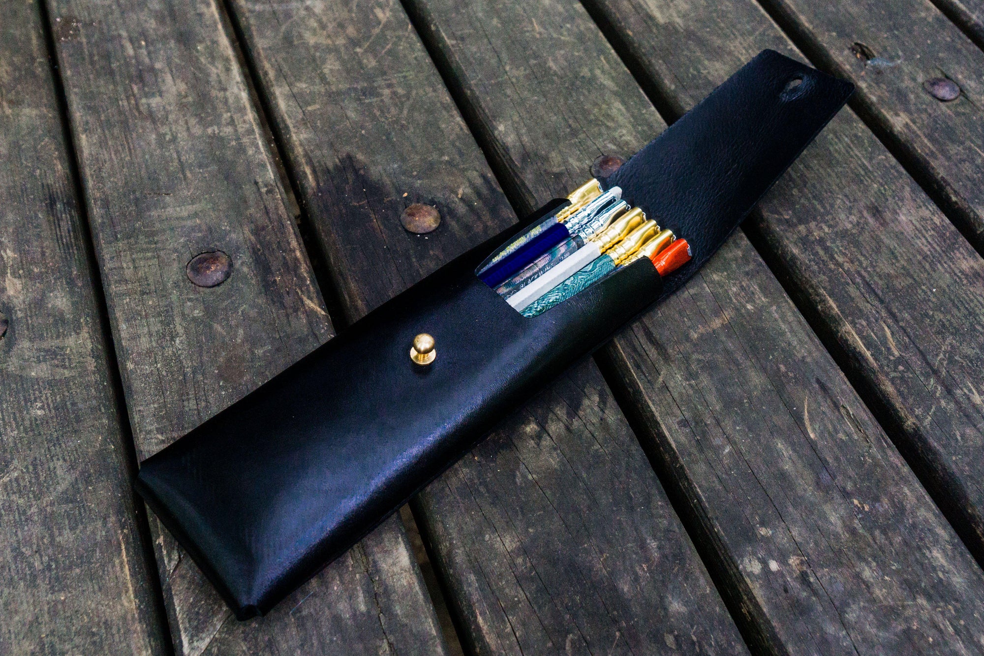 The Charcoal Leather Pencil Case for Blackwing Pencils - Black