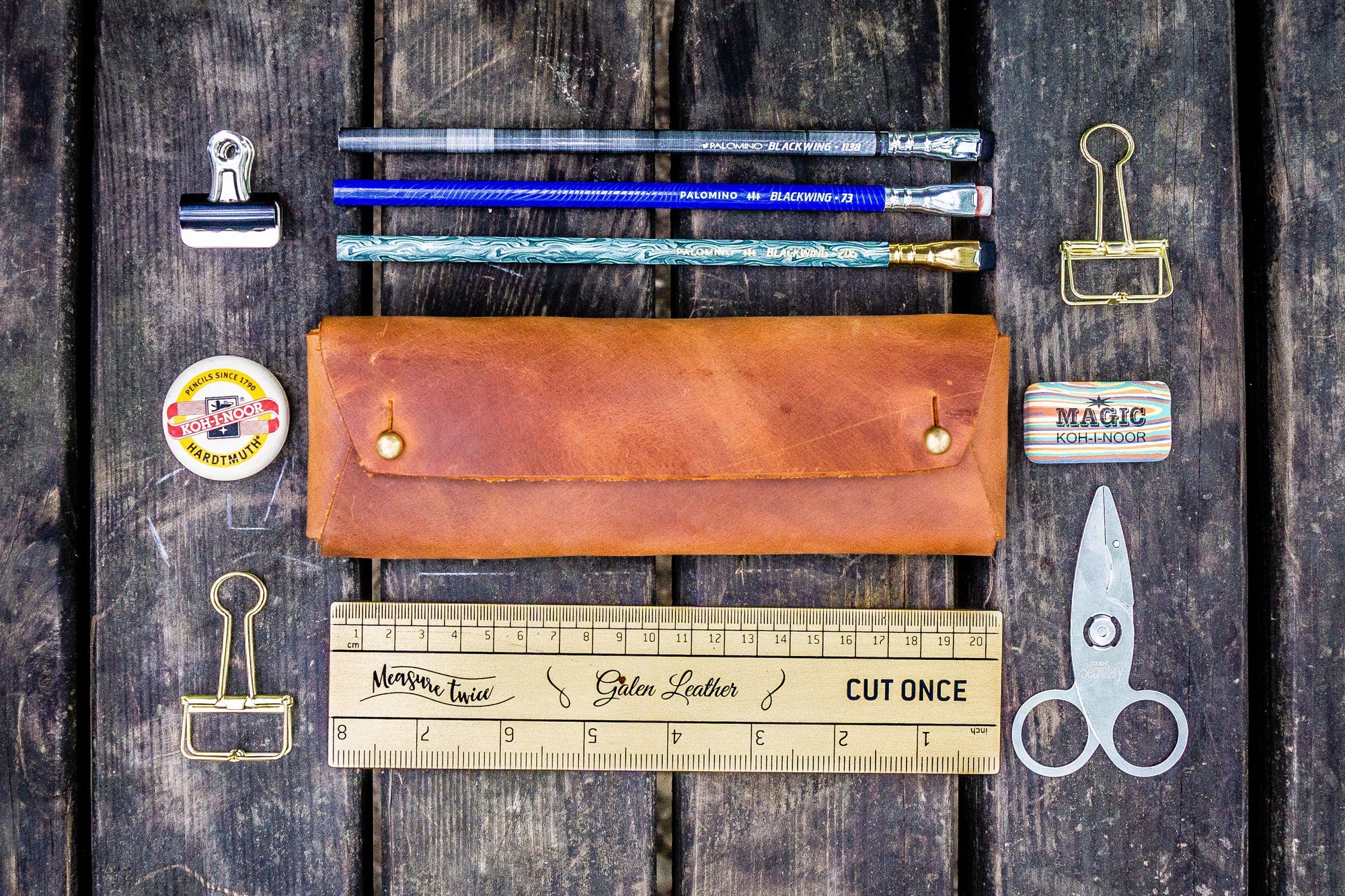 The Student Leather Pencil Case - Crazy Horse Tan-Galen Leather