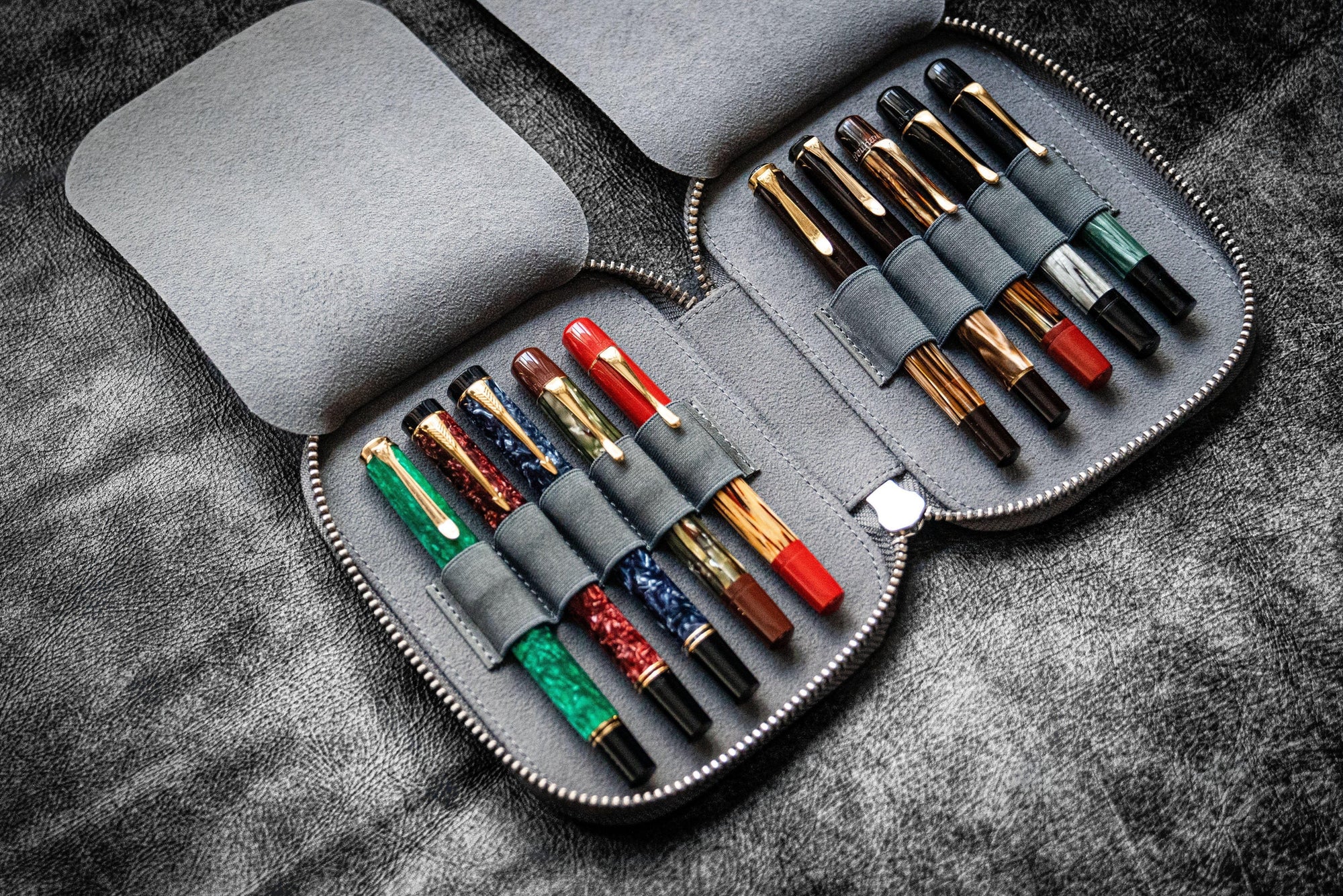 10'lu Deri Kalemlik - Crazy Horse Füme