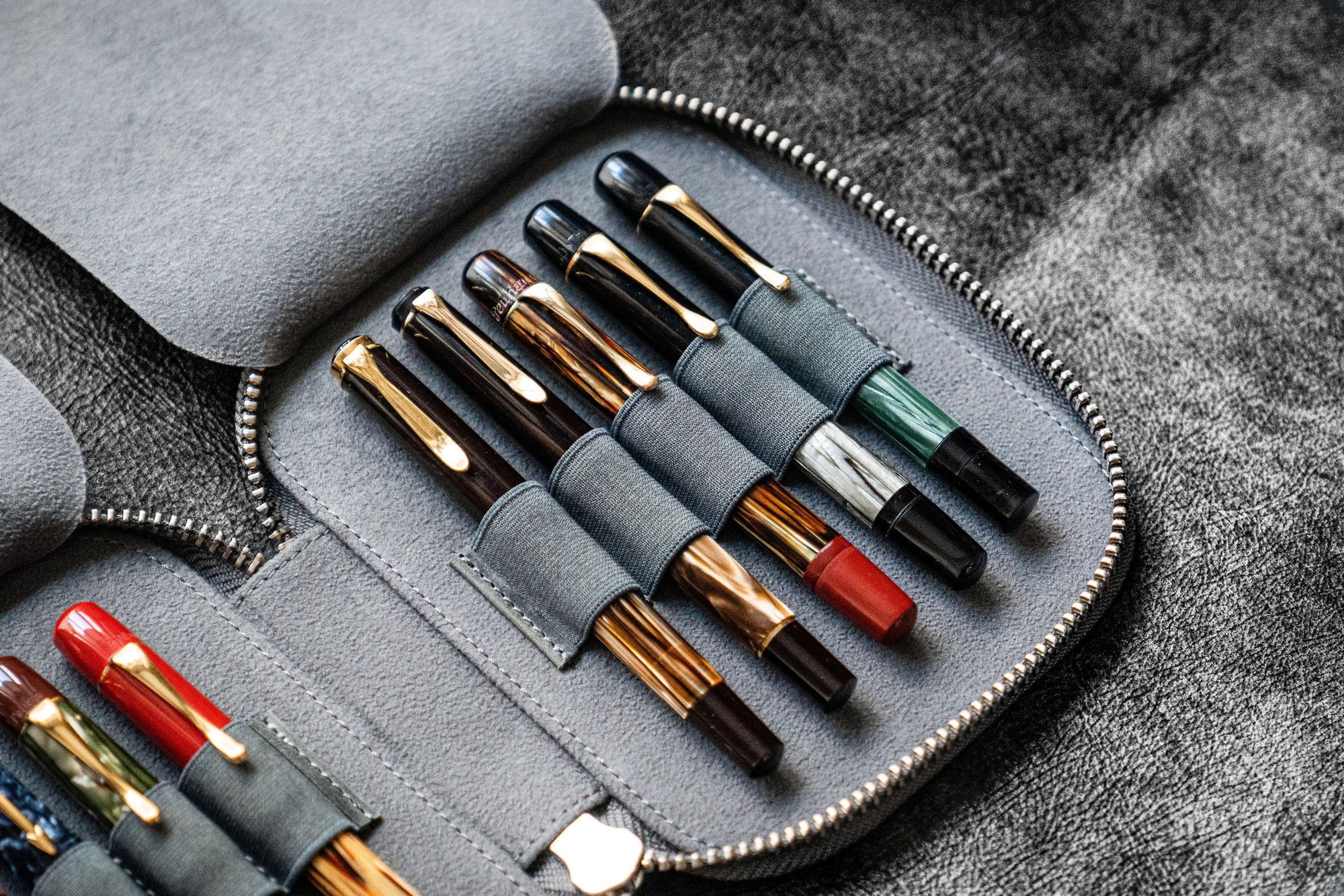 10'lu Deri Kalemlik - Crazy Horse Füme