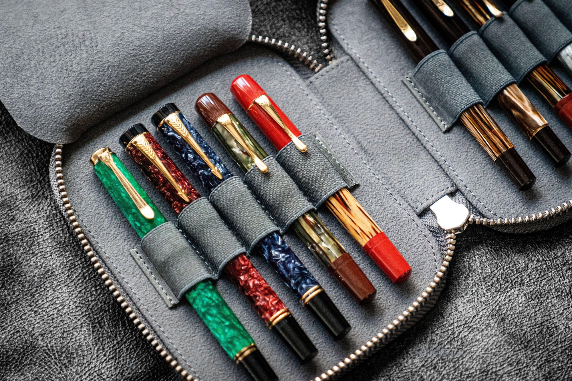 10'lu Deri Kalemlik - Crazy Horse Füme