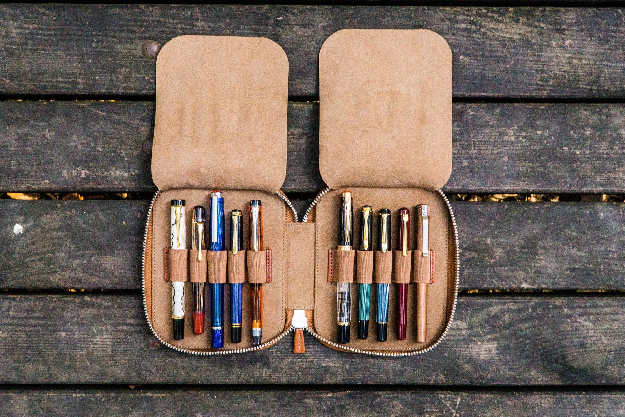 10&#39;lu Deri Kalemlik - Kahverengi