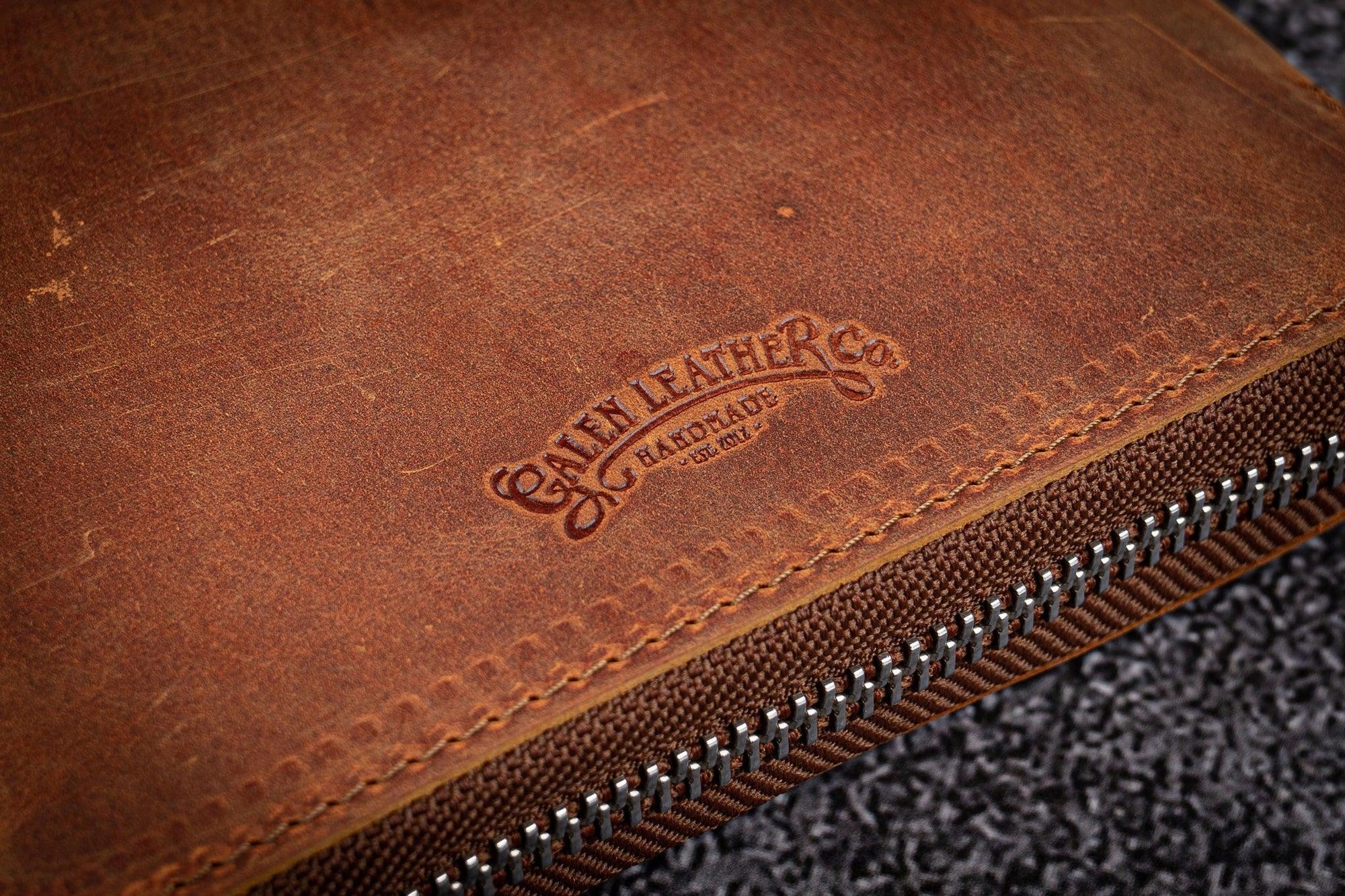 20'li Fermuarlı Deri Kalemlik - Crazy Horse Taba / Kahverengi