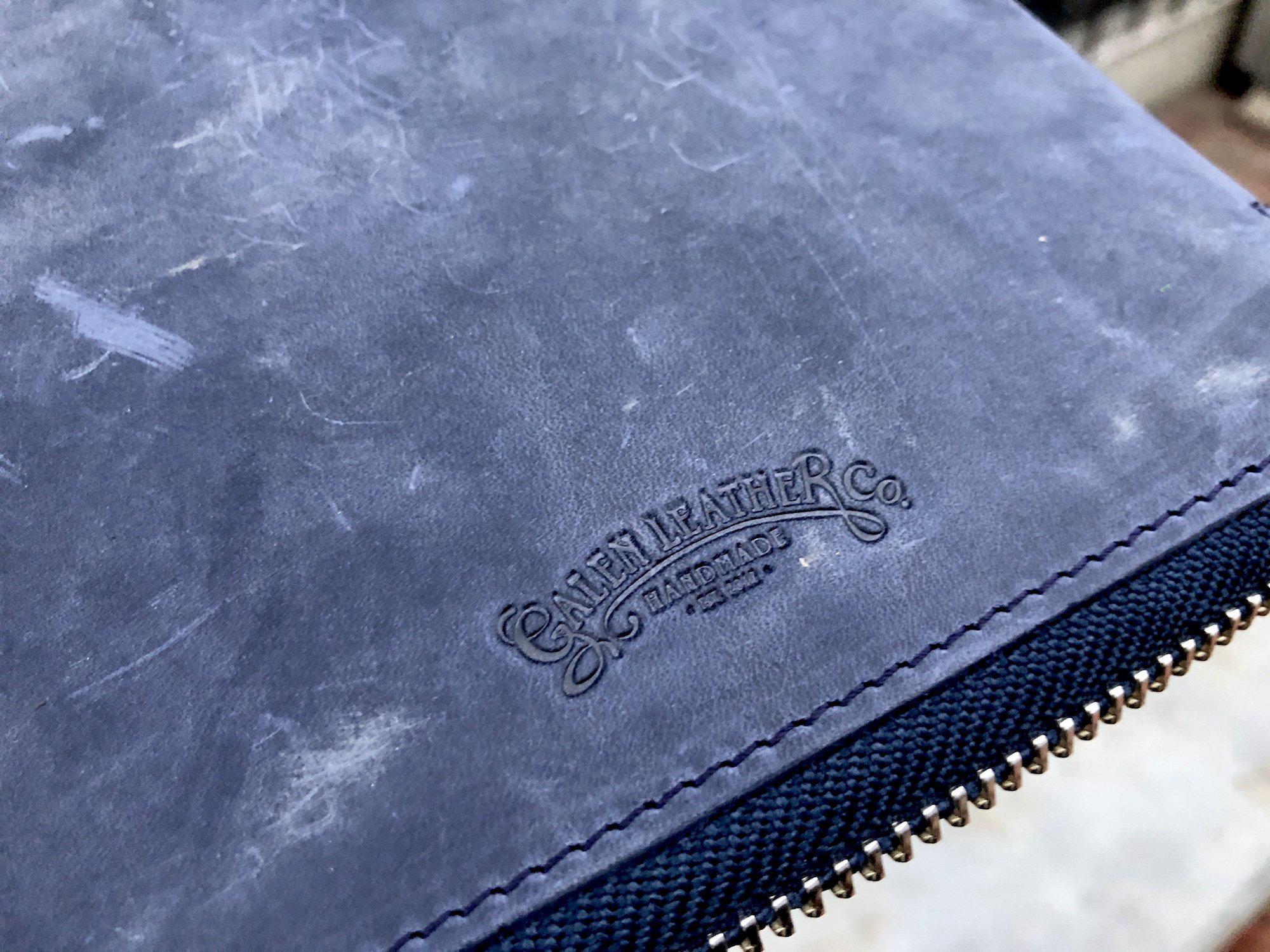 3'lü Fermuarlı Deri Kalemlik - Crazy Horse Koyu Mavi