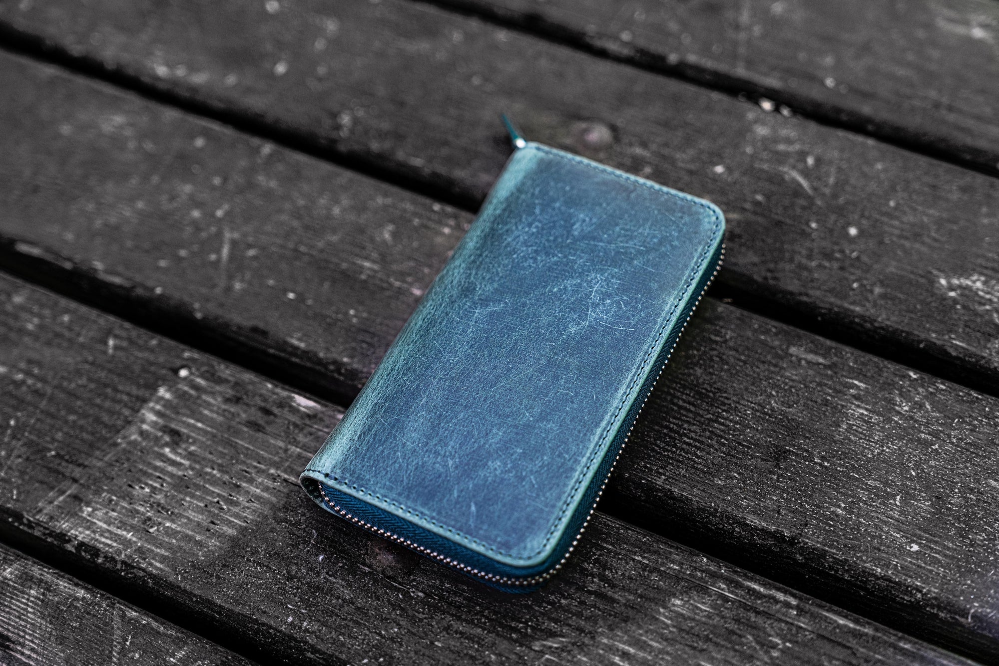 3&#39;lü Fermuarlı Deri Kalemlik - Crazy Horse Orman Yeşili