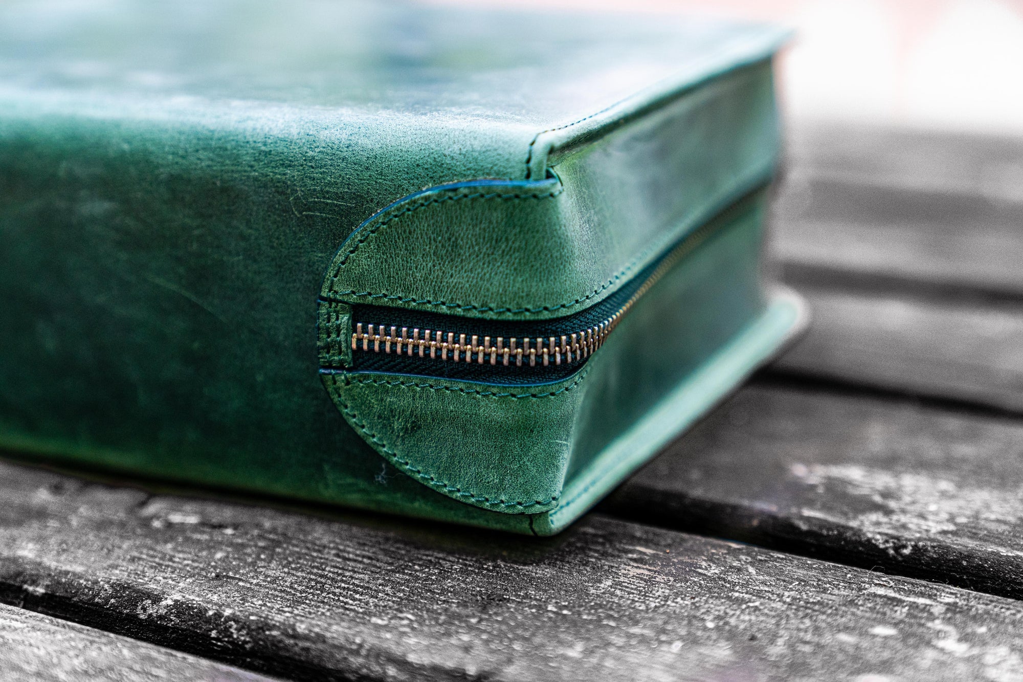 40'lı Deri Kalemlik - Crazy Horse Orman Yeşili