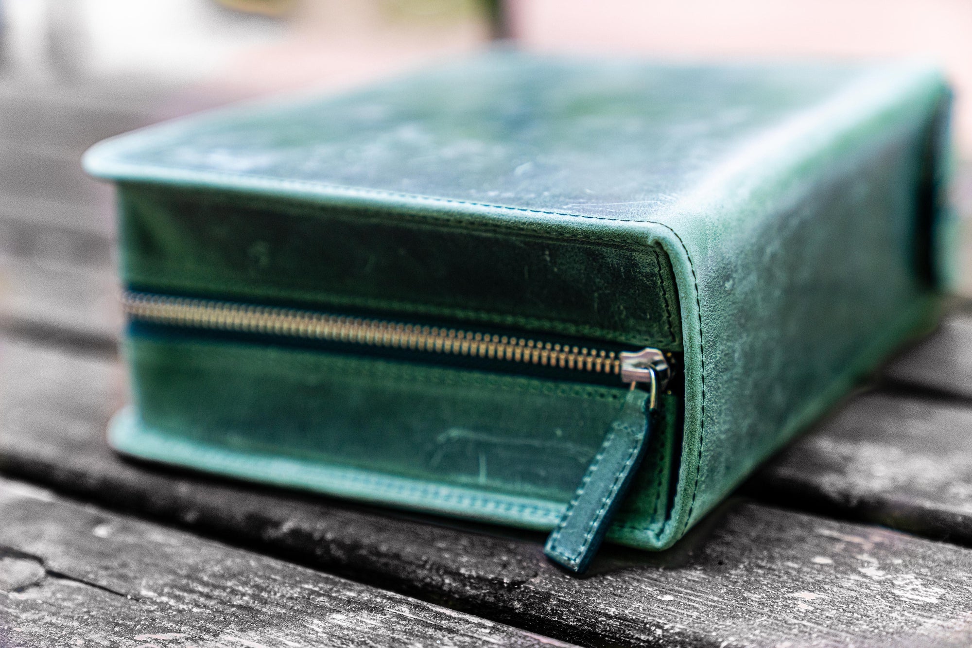 40'lı Deri Kalemlik - Crazy Horse Orman Yeşili