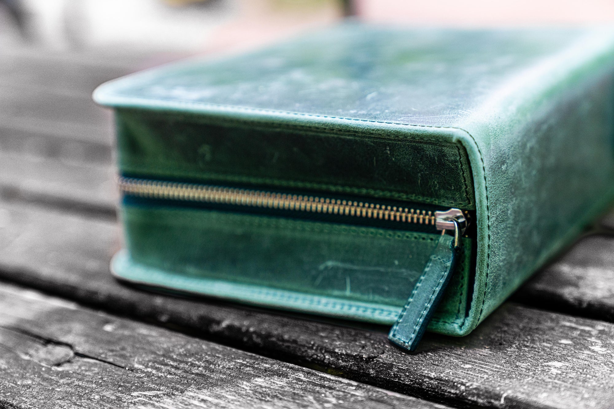 40'lı Deri Kalemlik - Crazy Horse Orman Yeşili