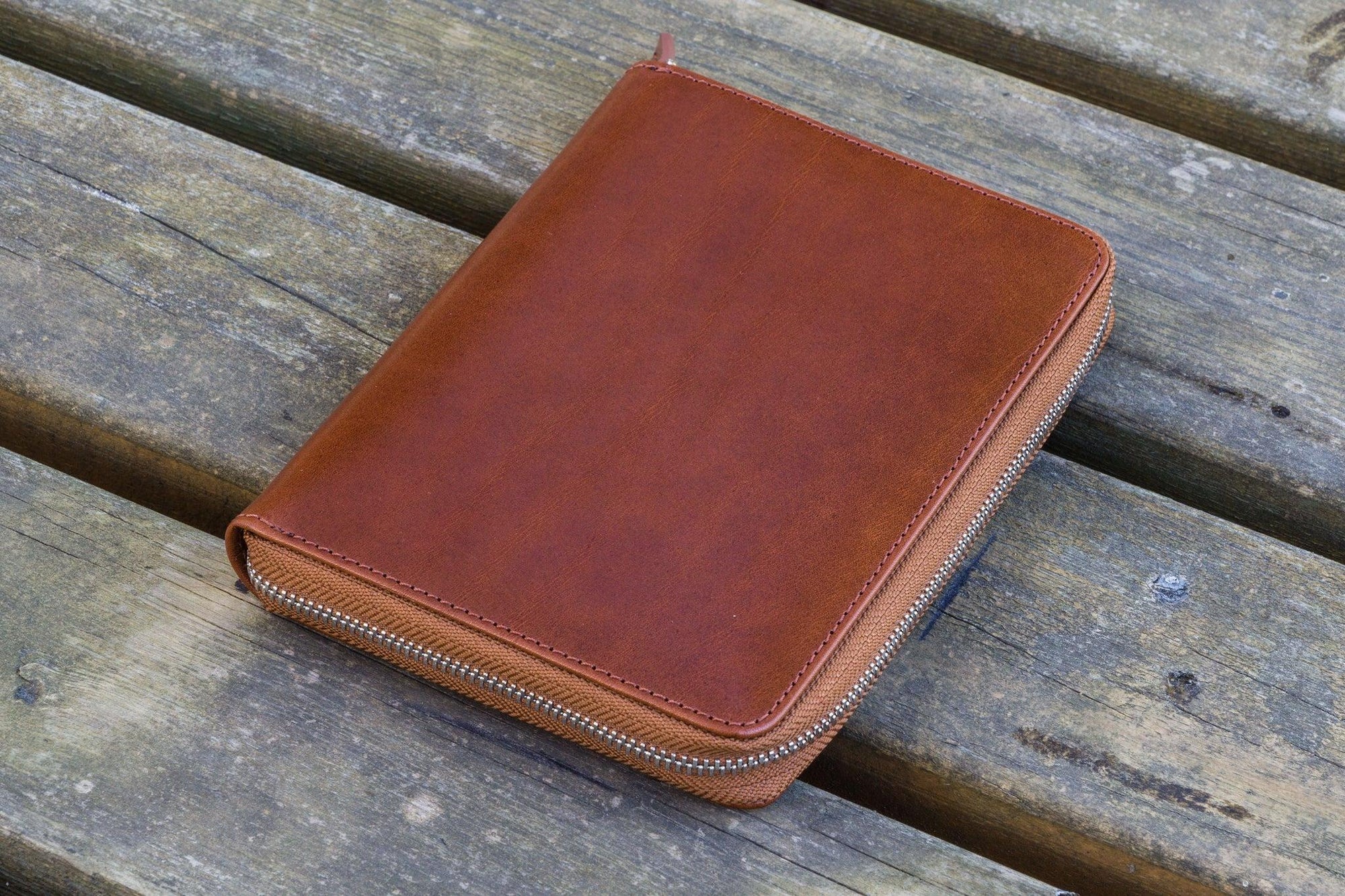 5'li Fermuarlı Deri Kalemlik - Kahverengi